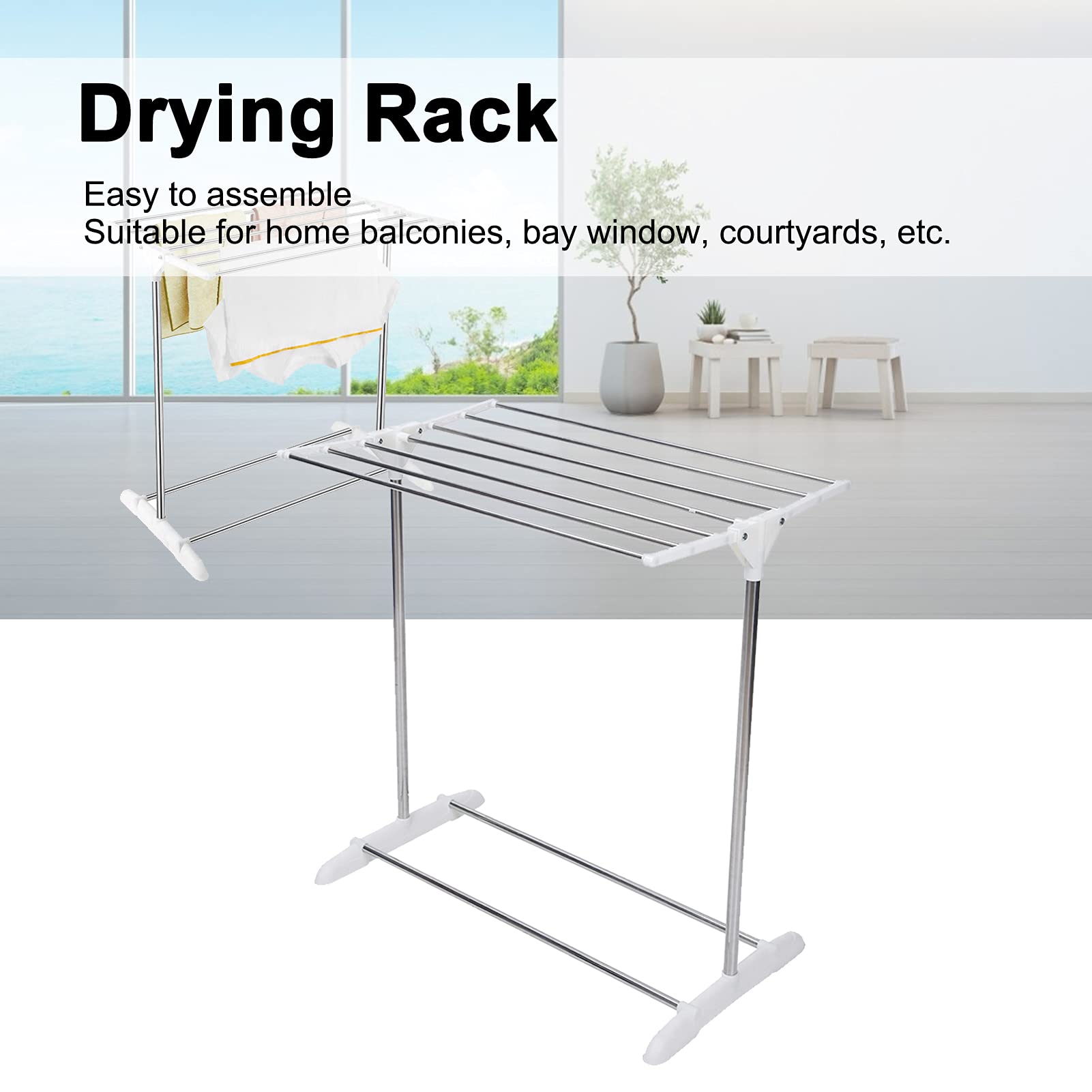 Pilipane Adjustable Foldable Garment Rack - Indoor Clothes Drying Rack for Wet Laundry, Space-Saving Collapsible Clothing Organizer - Perfect for Apartments, Dorms, and Small Spaces