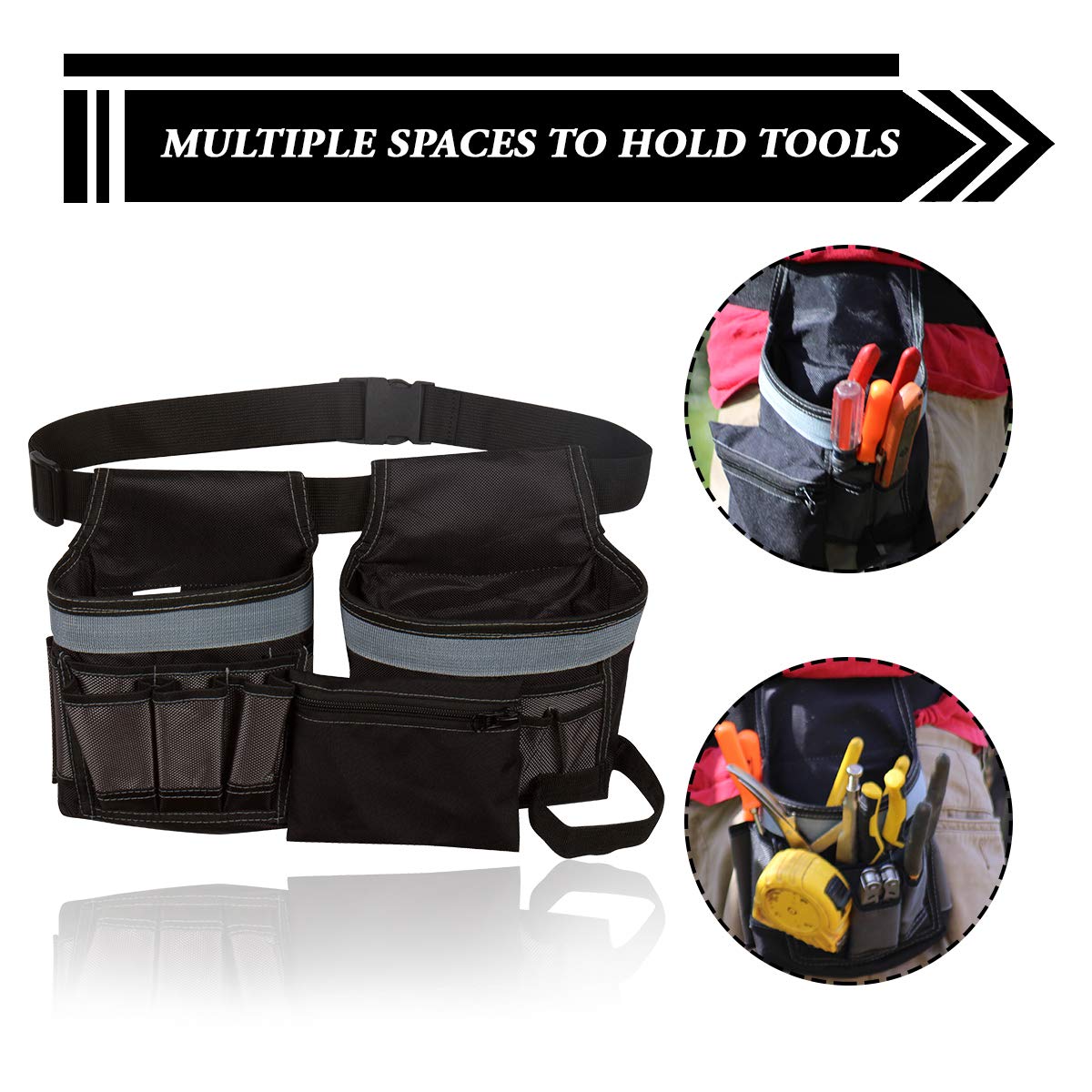 Heavy Duty Tool Belt with Utility Pouch - Adjustable Work Belt for Carpenters, Electricians & Construction Workers - Perfect for DIY Projects & Professional Job Sites