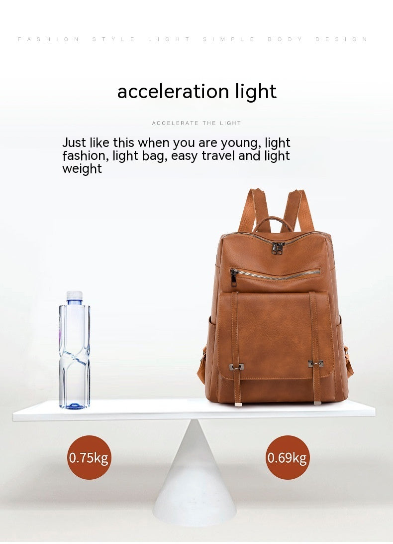 Vegan Leather Large Capacity Women's Backpack - Stylish & Durable Travel Laptop Bag for Work, College & Outdoor Adventures