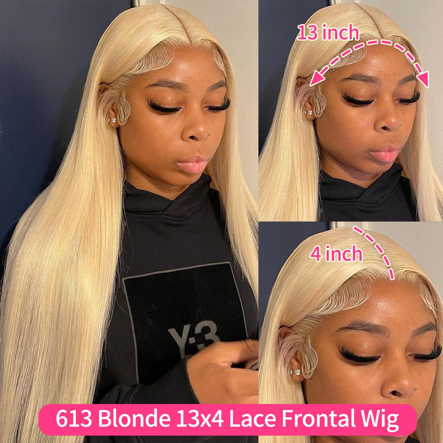 613 Blonde Human Hair Wig 30 Inch Straight HD Lace Front Wig - 180% Density 13x4 Lace Frontal with Baby Hair & Pre-Plucked Hairline | Glueless Wear for Daily Use, Cosplay, Parties & Special Occasions