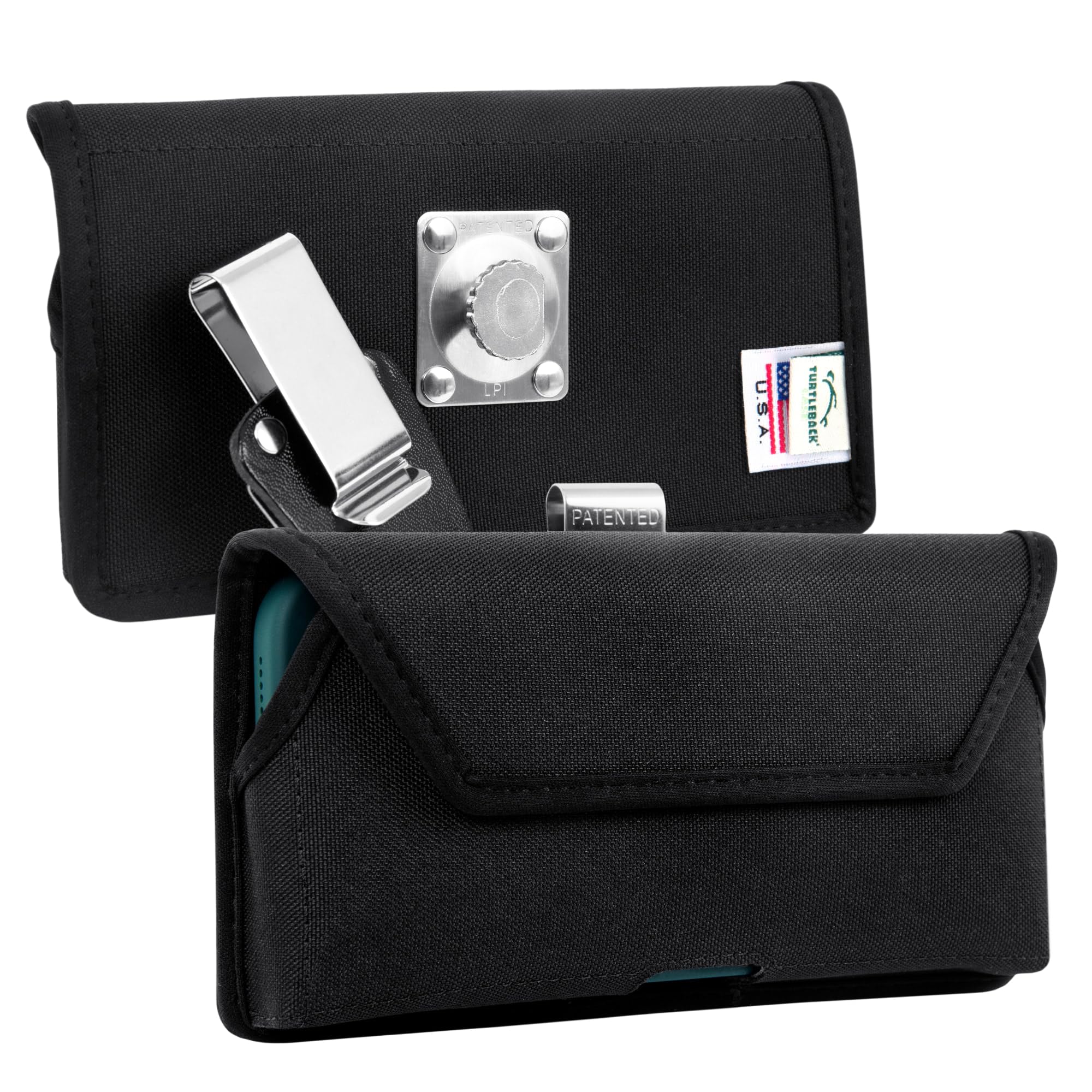 Premium Nylon Phone Holster for iPhone 16 Pro Max/15 Pro Max/14 Pro Max/13 Pro Max - Black Belt Clip Phone Holder with Magnetic Closure & Metal Clip - Perfect for Gym, Hiking, Work & Outdoor Activities