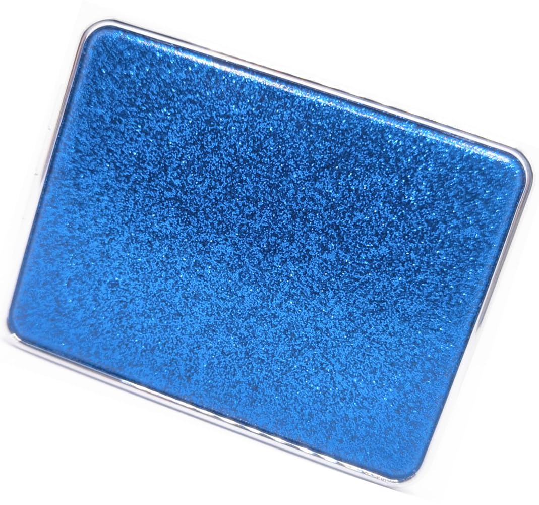 Square Blue Compact Mirror for Women - Small Magnifying Travel Mirror with Glitter, 2x/1x Dual Magnification, Portable Folding Pocket Makeup Mirror - Perfect Cosmetic Gift & Travel Essential for Makeup Touch-ups, Purse, Handbag and On-the-Go Beauty