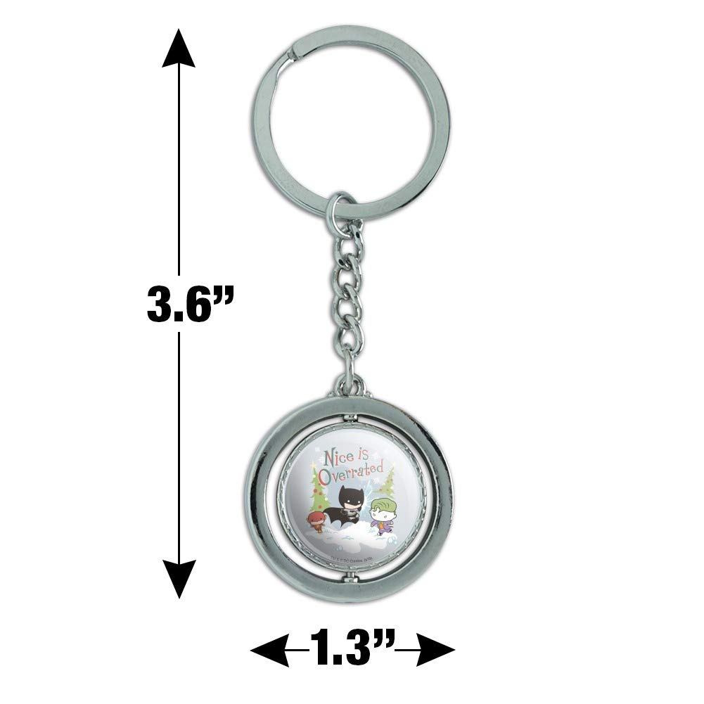 Batman Joker Nice is Overrated Spinning Keychain - Chrome Plated Metal Collectible - Perfect for Superhero Fans & Keychain Collectors - Great Gift for DC Comics Lovers