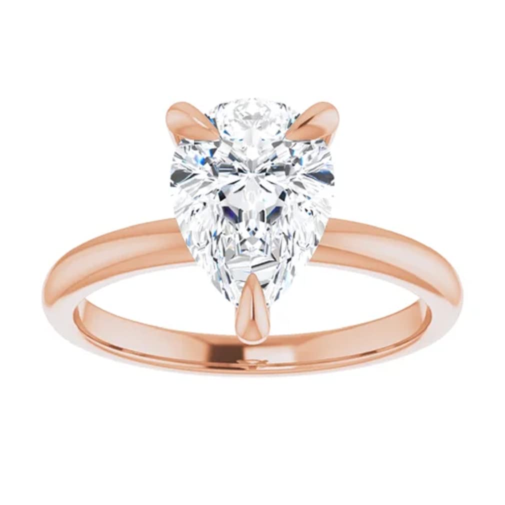 10K Solid Rose Gold Handmade Engagement Ring - 1 CT Pear Cut Moissanite Diamond Solitaire Wedding Band for Women - Perfect for Proposals, Anniversaries & Bridal Jewelry Gifts