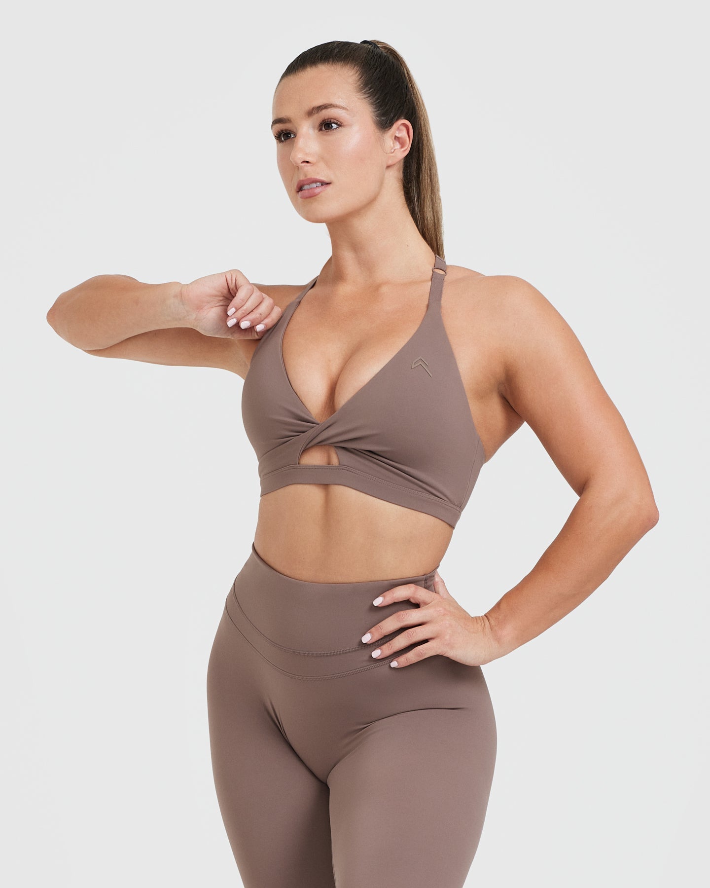 High Support Unified Twist Sports Bra for Women - Cool Brown | Yoga, Running, Gym & Workout Essentials