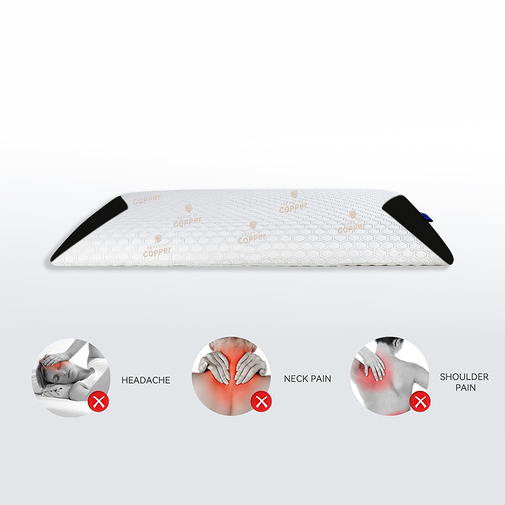 CARBON SNORE X Ultra THIN Flat PILLOW - Anti-Snoring Memory Foam Pillow for Side & Back Sleepers - Perfect for Travel, Home & Office Use