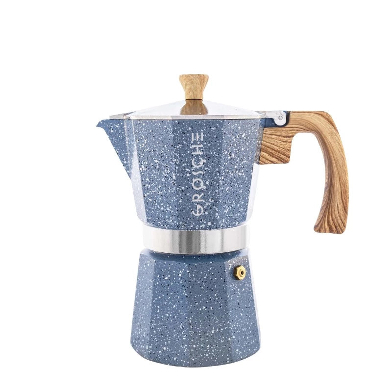 Premium Italian Stone Stovetop Espresso Maker - 3 Cup Moka Pot for Authentic Coffee Brewing | Perfect for Home, Camping & Gifts | BPA-Free & Durable