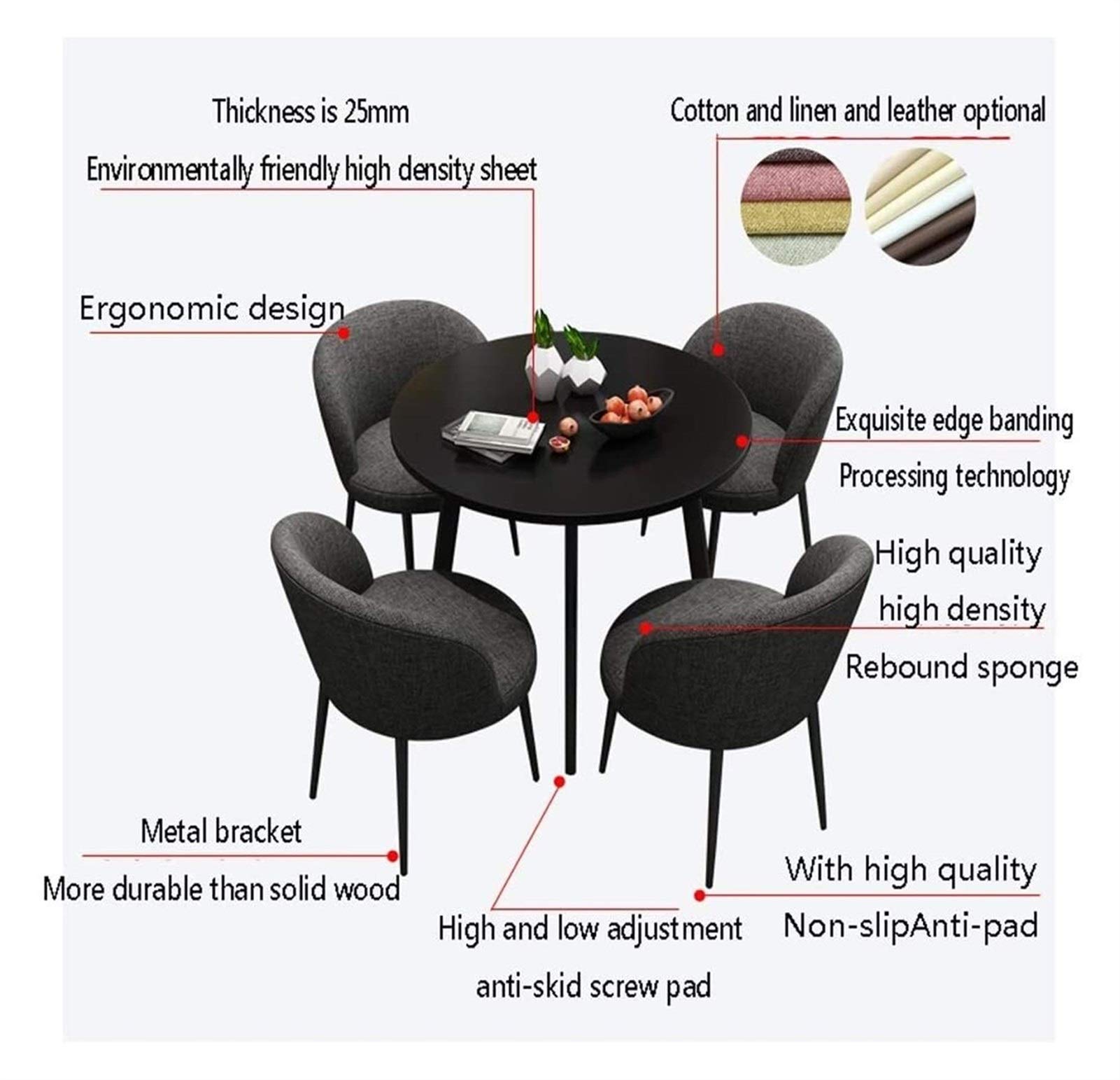 Modern Round Office Conference Table - Space-Saving Small Meeting Room Furniture Set with Chairs for Negotiations | Ideal for Office, Coffee Shop, Bar & Restaurant (Gray)