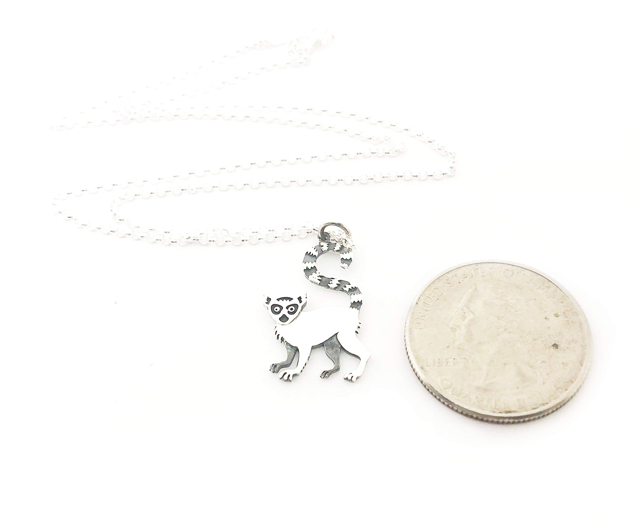 Lemur Charm Necklace - Sterling Silver Animal Jewelry for Women | Perfect Gift for Nature Lovers, Birthday & Anniversary