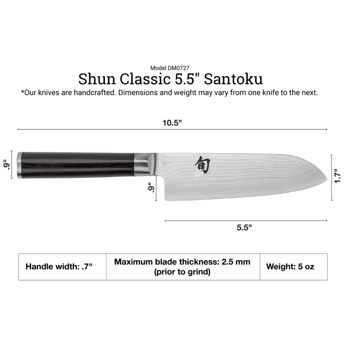Shun Classic 5.5 Inch Santoku Knife - Japanese High-Carbon Stainless Steel Kitchen Knife for Slicing, Dicing & Mincing - Perfect for Home Chefs & Professional Cooking