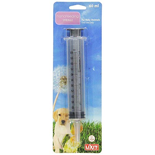 Lixit 60cc Hand Feeding Syringe for Small Animals - Perfect for Puppies, Kittens, Birds & Exotic Pets - Essential for Nursing, Hydration & Medication Administration