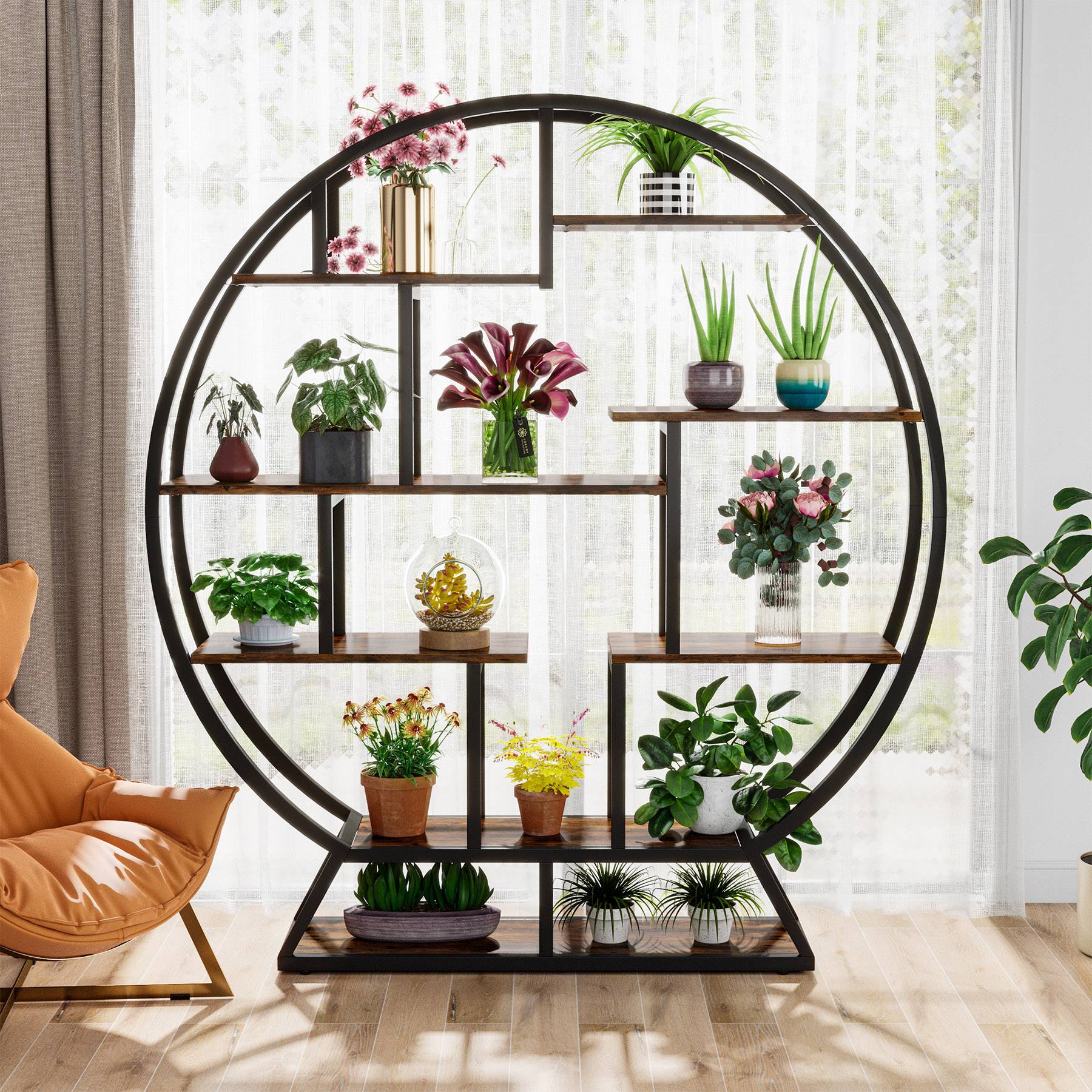 Round Plant Stand with 8 Shelves - 63