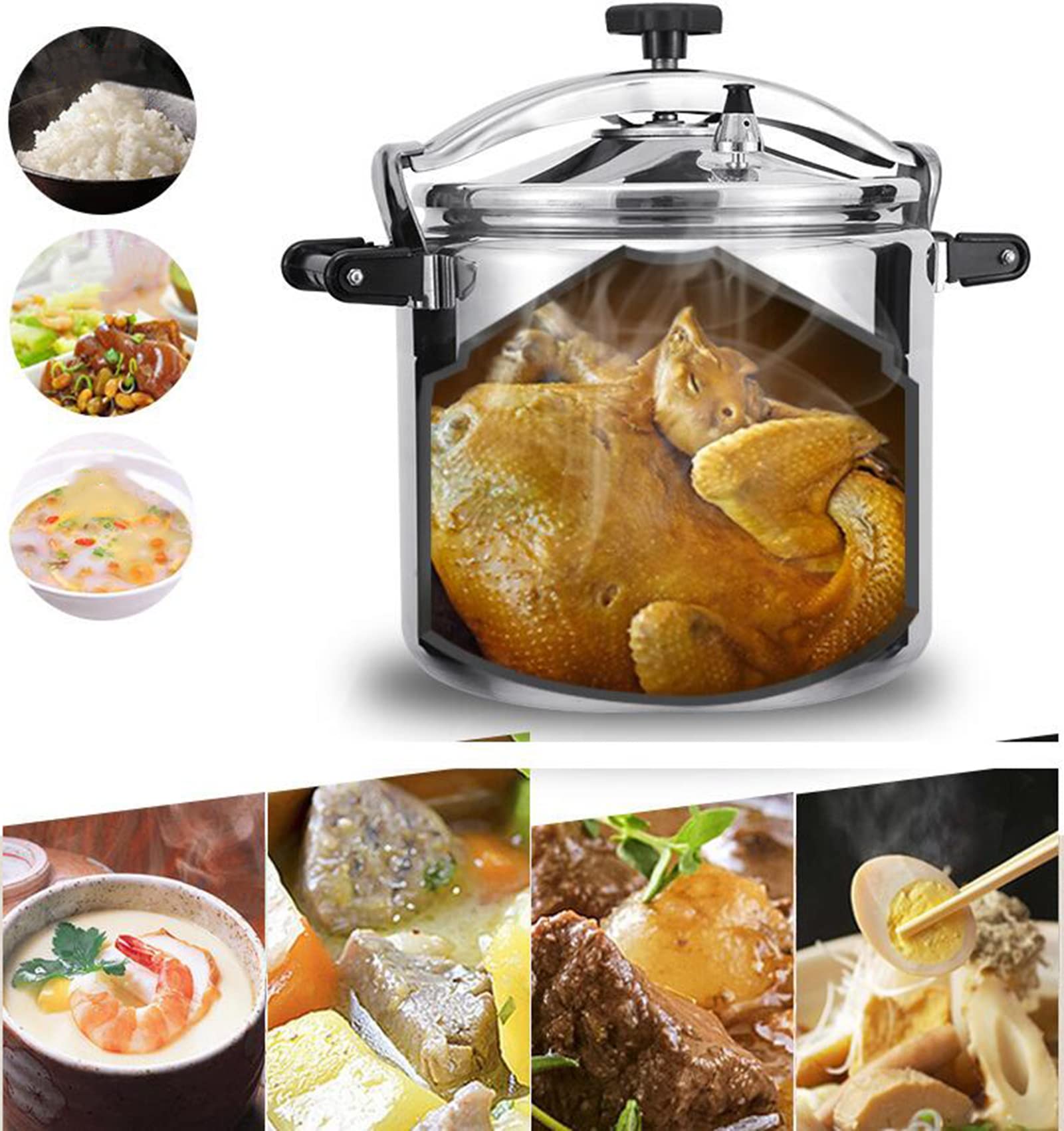 22 Quart Large Pressure Cooker - Aluminum Alloy Pressure Canner with Safety Lock & Explosion-Proof Design - Works on Gas Stove & Open Flame - Perfect for Canning, Steaming & Batch Cooking in Commercial Kitchens or Large Families