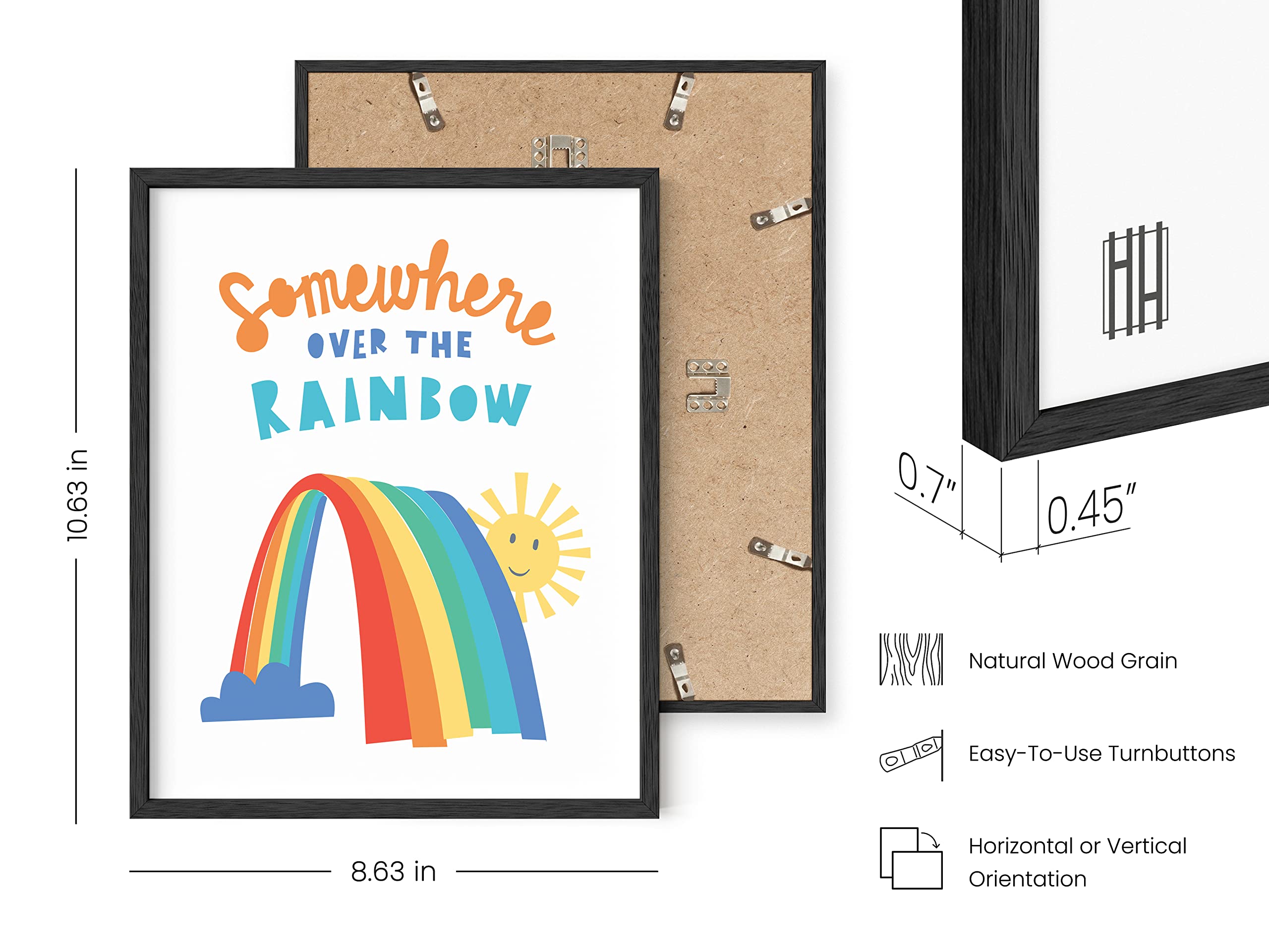 HAUS AND HUES Inspirational Wall Art for Kids - Set of 4 Motivational Quotes Posters for Playroom, Nursery & Bedroom Decor | 8x10 Inch Black Framed Rainbow Dream Prints - Perfect for Boosting Confidence & Creating Positive Learning Spaces