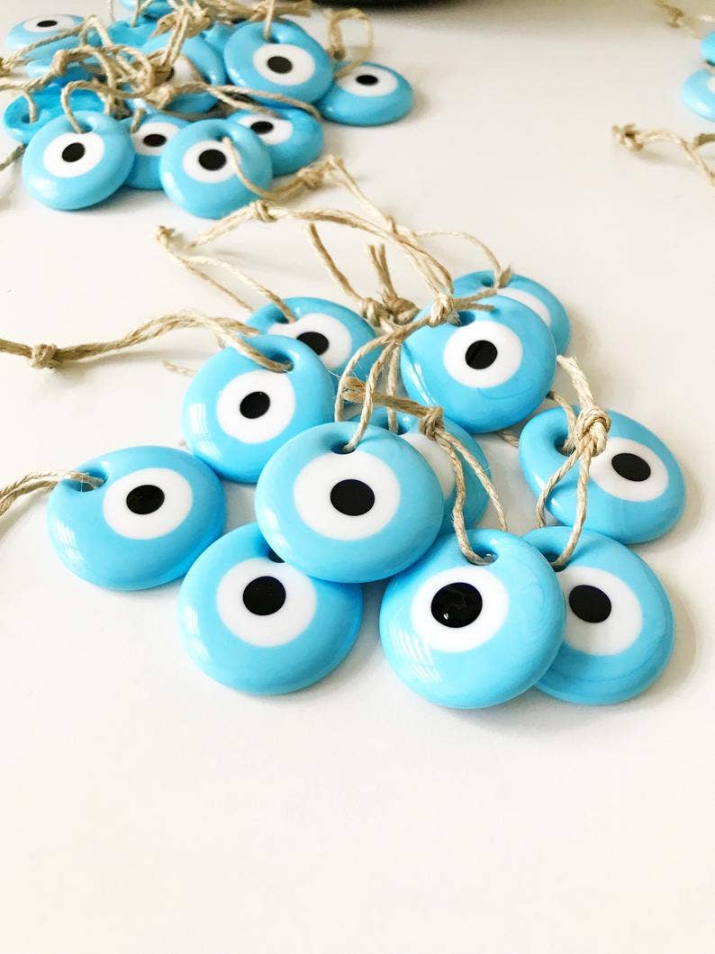 Turquoise Glass Evil Eye Bead Charm with Gift Card - Protection Jewelry for Necklace, Bracelet & Home Decor | Perfect for Spiritual Gifts, Travel Accessories & Warding Off Negative Energy