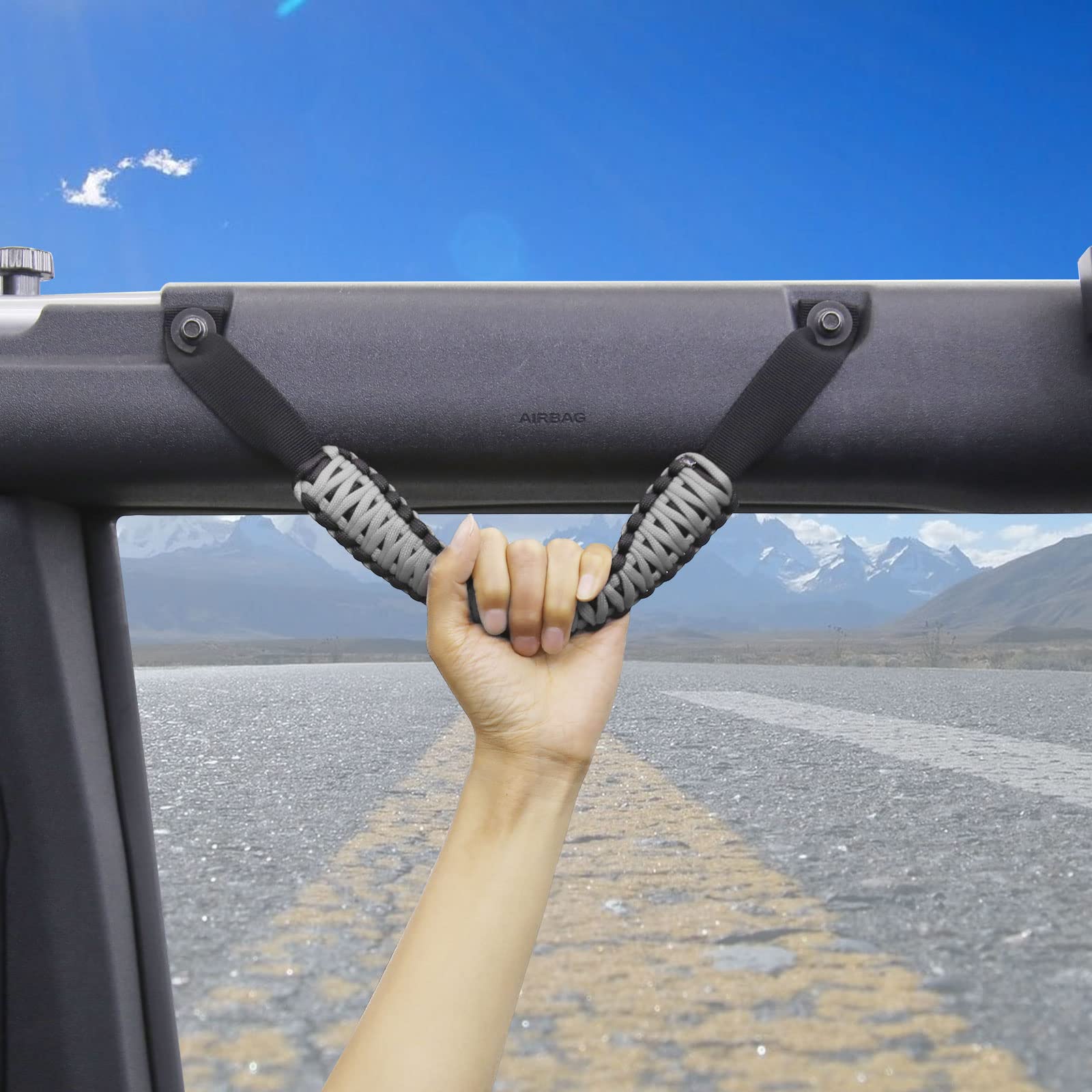 2021-2022 Ford Bronco Roll Bar Grab Handles (2-Pack) - Heavy Duty Grey Interior Car Accessories for Off-Roading & Adventure | Perfect for Jeep Crawling, Trail Riding & Outdoor Exploration