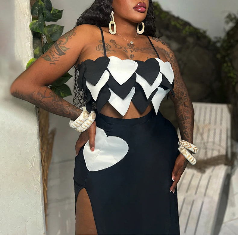 Elegant Slim Fit Slit Skirt Two Piece Set for Women - Sexy High Waist Bodycon Outfit for Party, Date Night & Special Occasions
