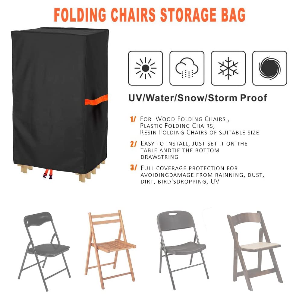 Waterproof Polyester Storage Bag for Plastic, Resin & Wood Folding Chairs - Durable Oxford Cloth Chair Cover Protector (1 Pack) - Perfect for Indoor/Outdoor Chair Storage & Organization