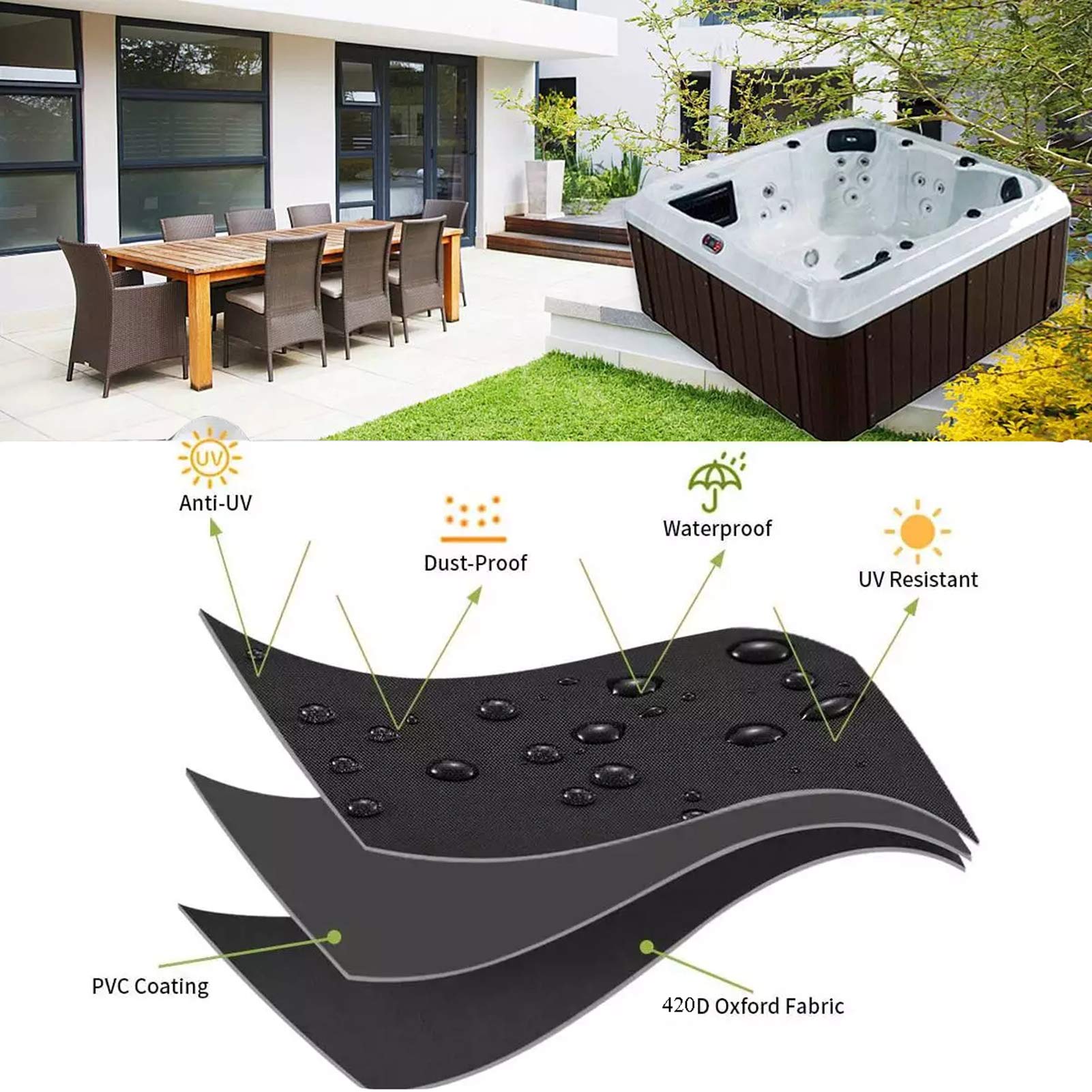 **84x52x29in Patio Furniture Cover - Waterproof, UV-Resistant & Windproof 420D Oxford Fabric - Outdoor Table & Chairs Protector for Garden, Deck, Backyard - All-Weather Dustproof Cover**