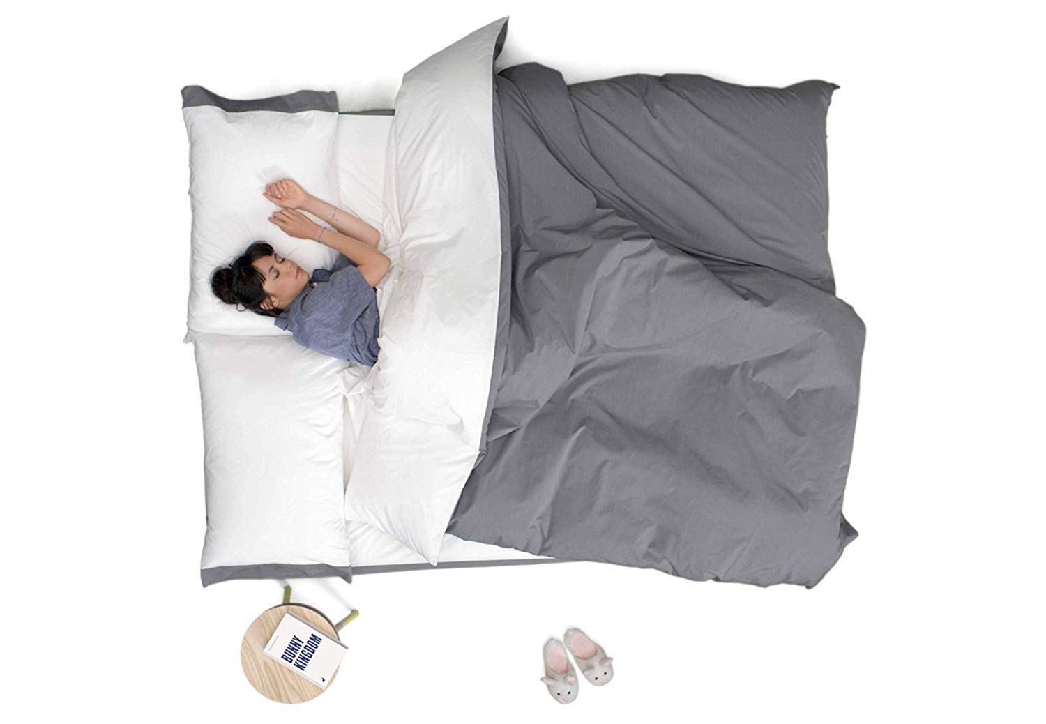 Premium Supima Cotton Sheet Set - Soft & Durable Twin XL Bed Sheets in White/Slate | Perfect for Hotels, Dorms & Guest Rooms