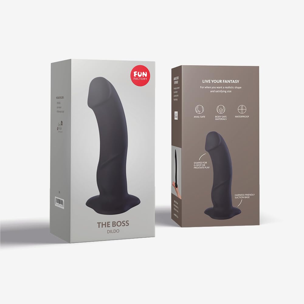 Fun Factory THE BOSS - Premium Black Silicone Dildo for Women & Men | Ultimate Pleasure Toy for Couples & Solo Play | Perfect for Bedroom Fun & Sensual Massage