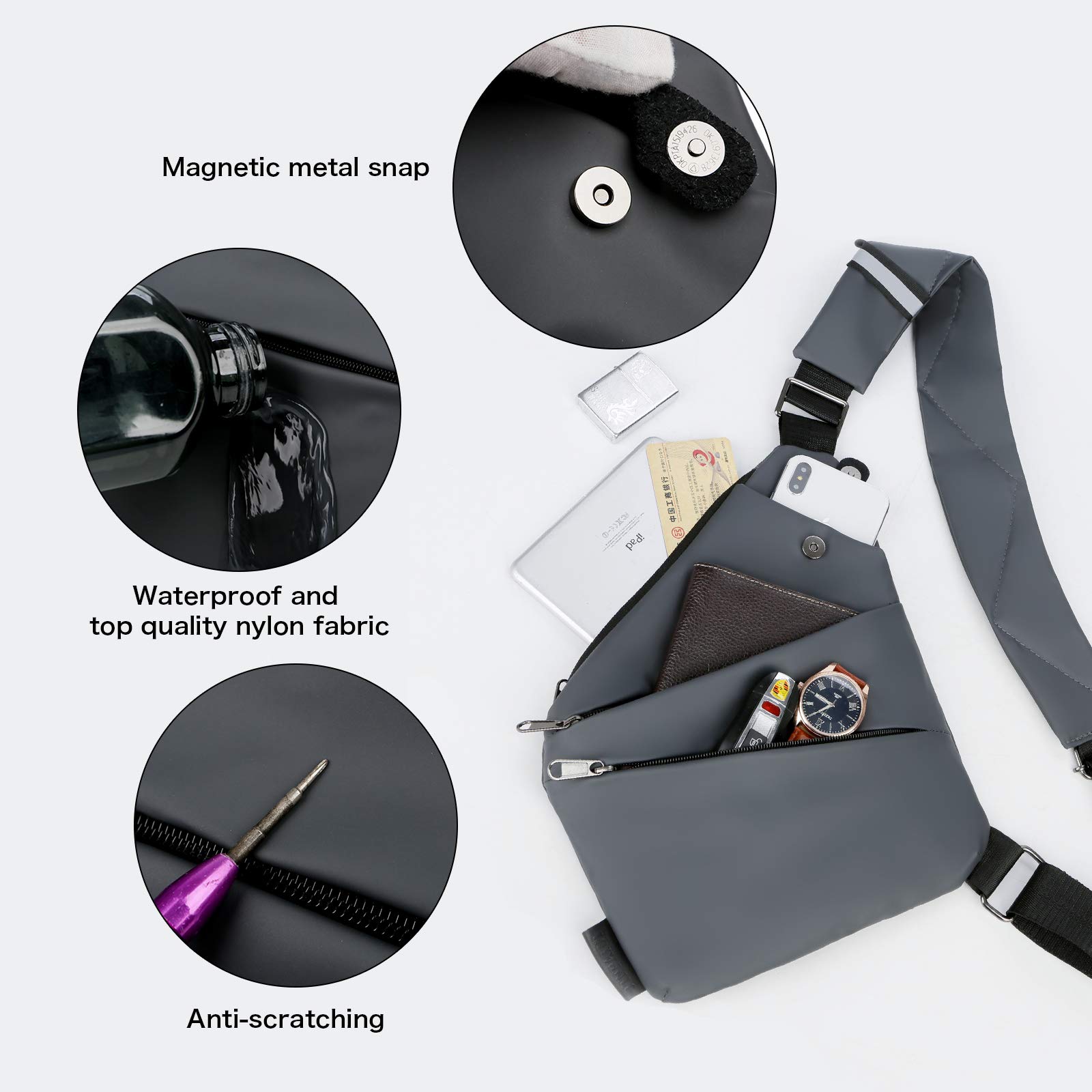 Lightweight Crossbody Sling Bag for Men & Women - Adjustable Chest Shoulder Bag, Slim Multipurpose Daypack for Travel, Hiking & Daily Use