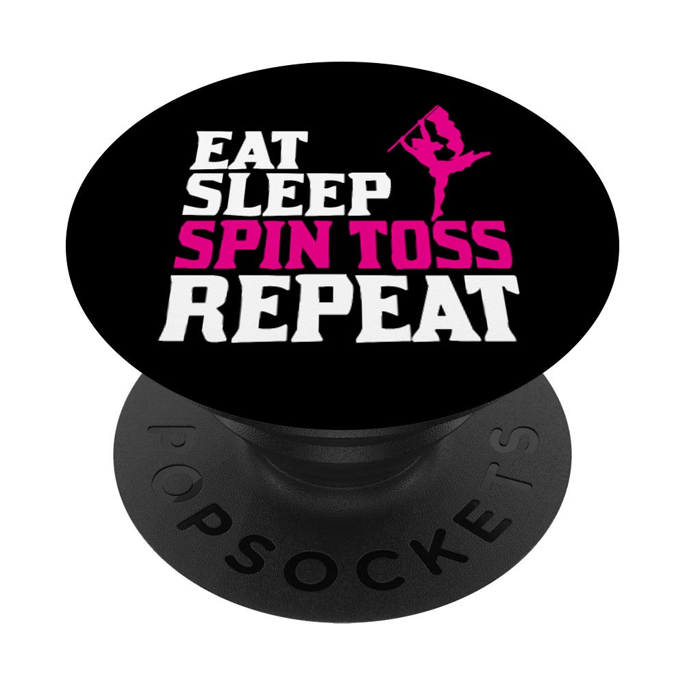 Color Guard Flag - Eat Sleep Spin Toss Repeat Design in Pink & Black | Perfect for Marching Band Performances, Practice Sessions & Team Spirit Events