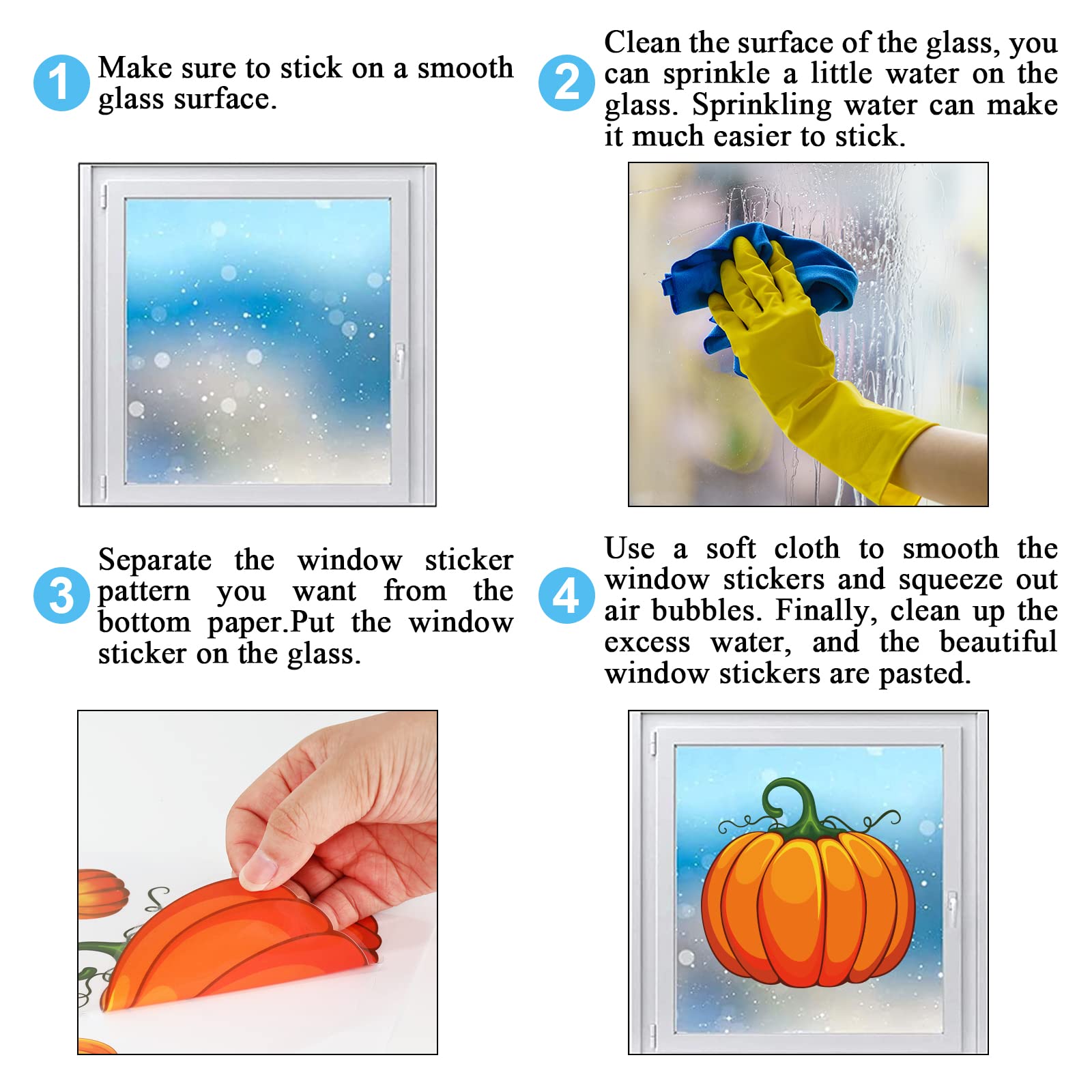 Whaline 9-Sheet Double-Sided Pumpkin Window Clings | Fall Autumn Thanksgiving Window Decals | Harvest Home Decor & Seasonal Gifts | Perfect for Halloween, Thanksgiving Decor & Classroom Activities
