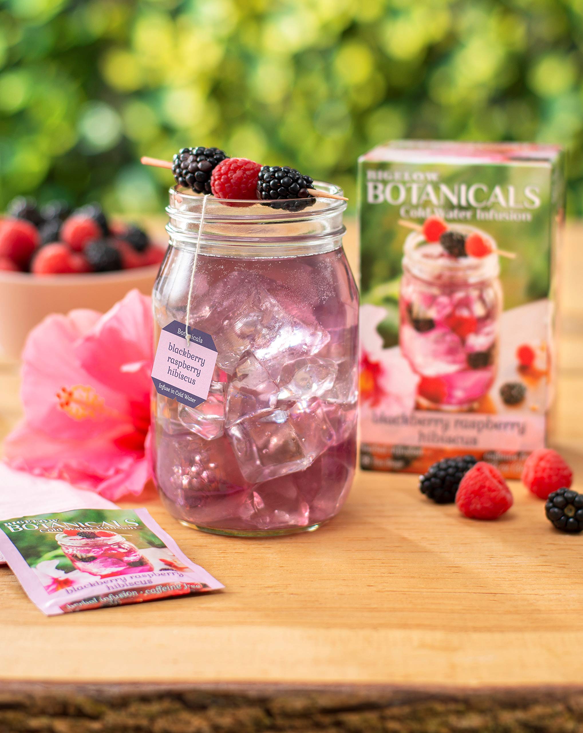 Bigelow Botanicals Cold Water Infusion Blackberry Raspberry Hibiscus Herbal Tea Bags - Caffeine Free, 18 Count (Pack of 1) - Perfect for Iced Tea, Summer Drinks & Healthy Hydration