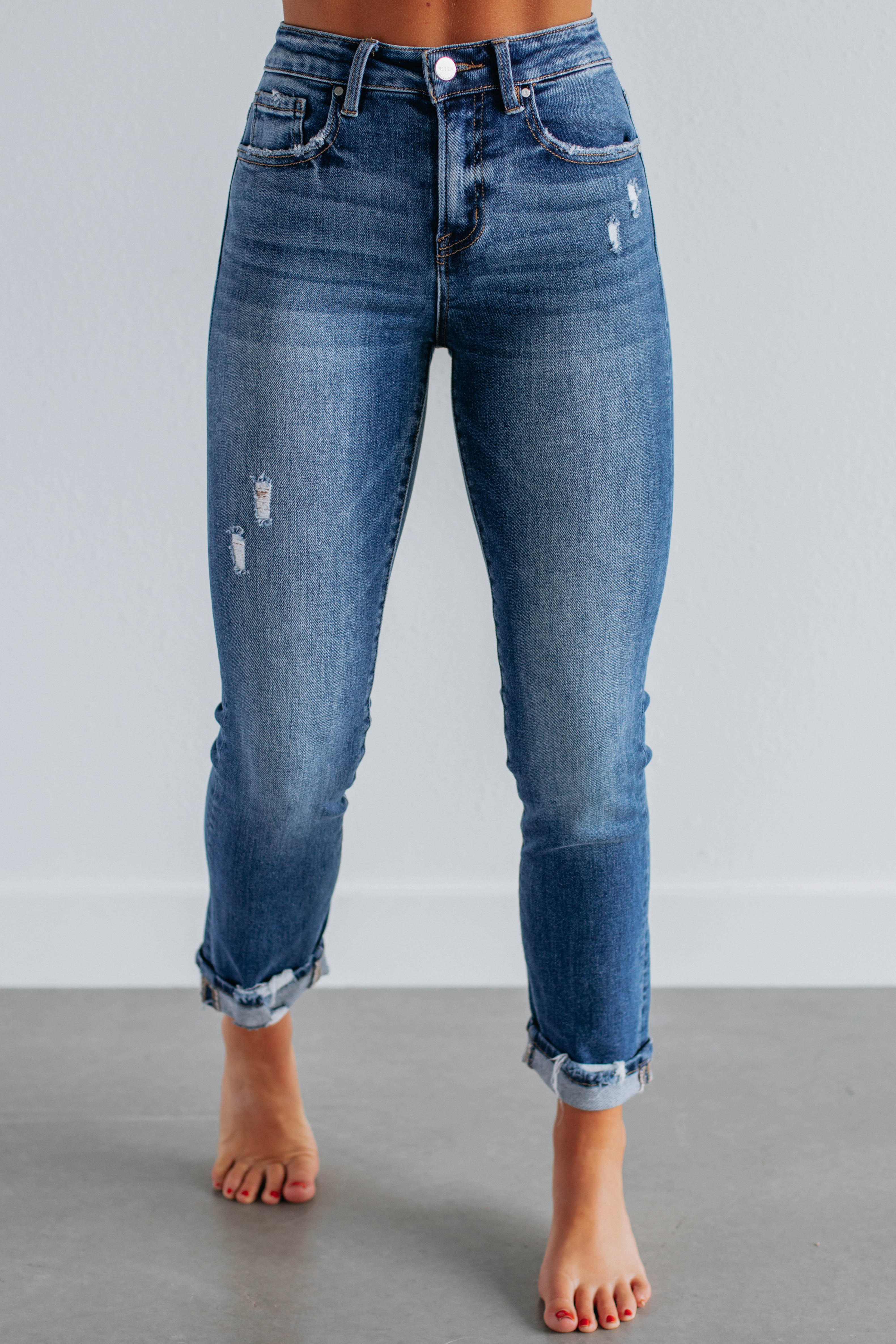 Monica Risen Jeans for Women - Dark Wash Denim Pants, High Waist Slim Fit Stretch Jeans - Perfect for Casual Wear, Office & Night Out