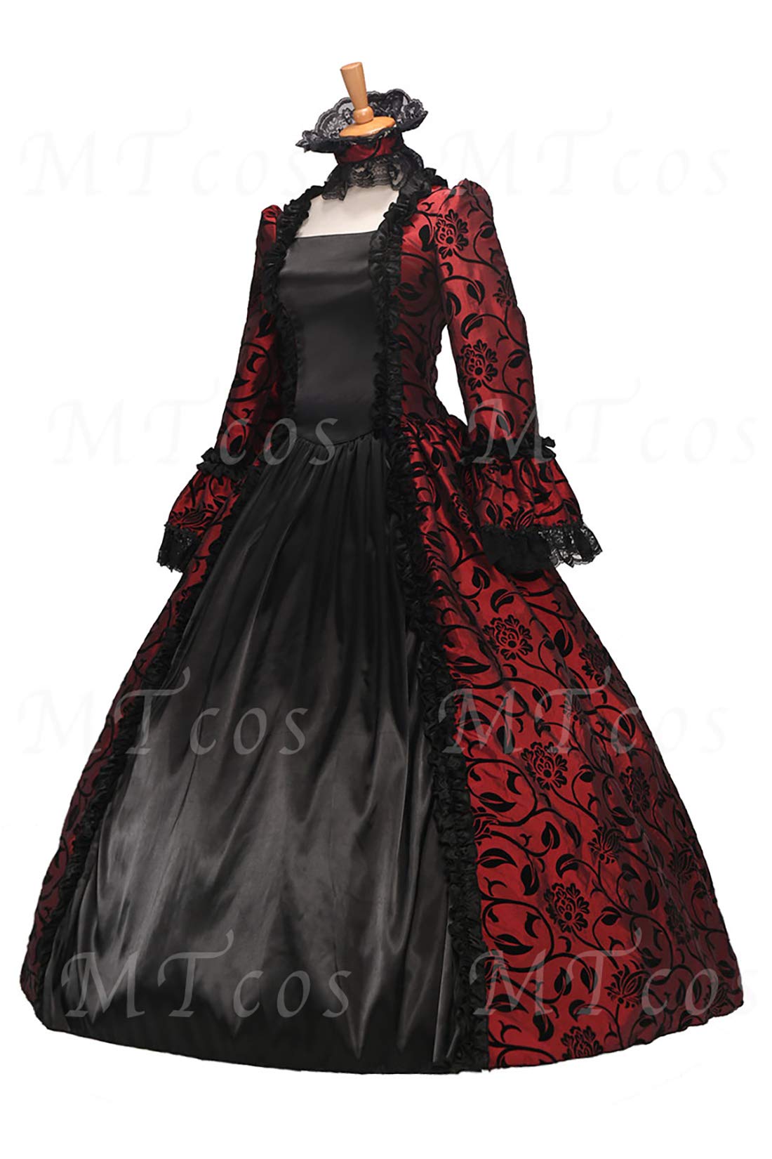 Victorian Gothic Lolita Dress with Ruffles & Floral Print - Elegant Georgian Era Costume for Cosplay, Tea Parties & Historical Reenactments