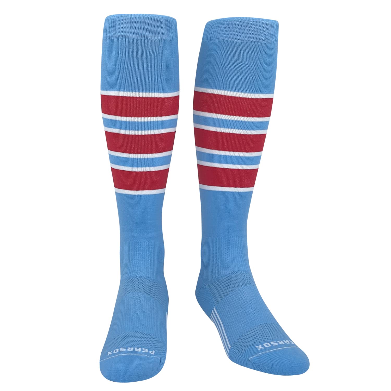 PEAR SOX Striped Athletic Socks for Baseball, Softball & Football - Breathable Compression Socks for Men & Women (Black, Orange, Royal) - Perfect for Sports, Training & Casual Wear