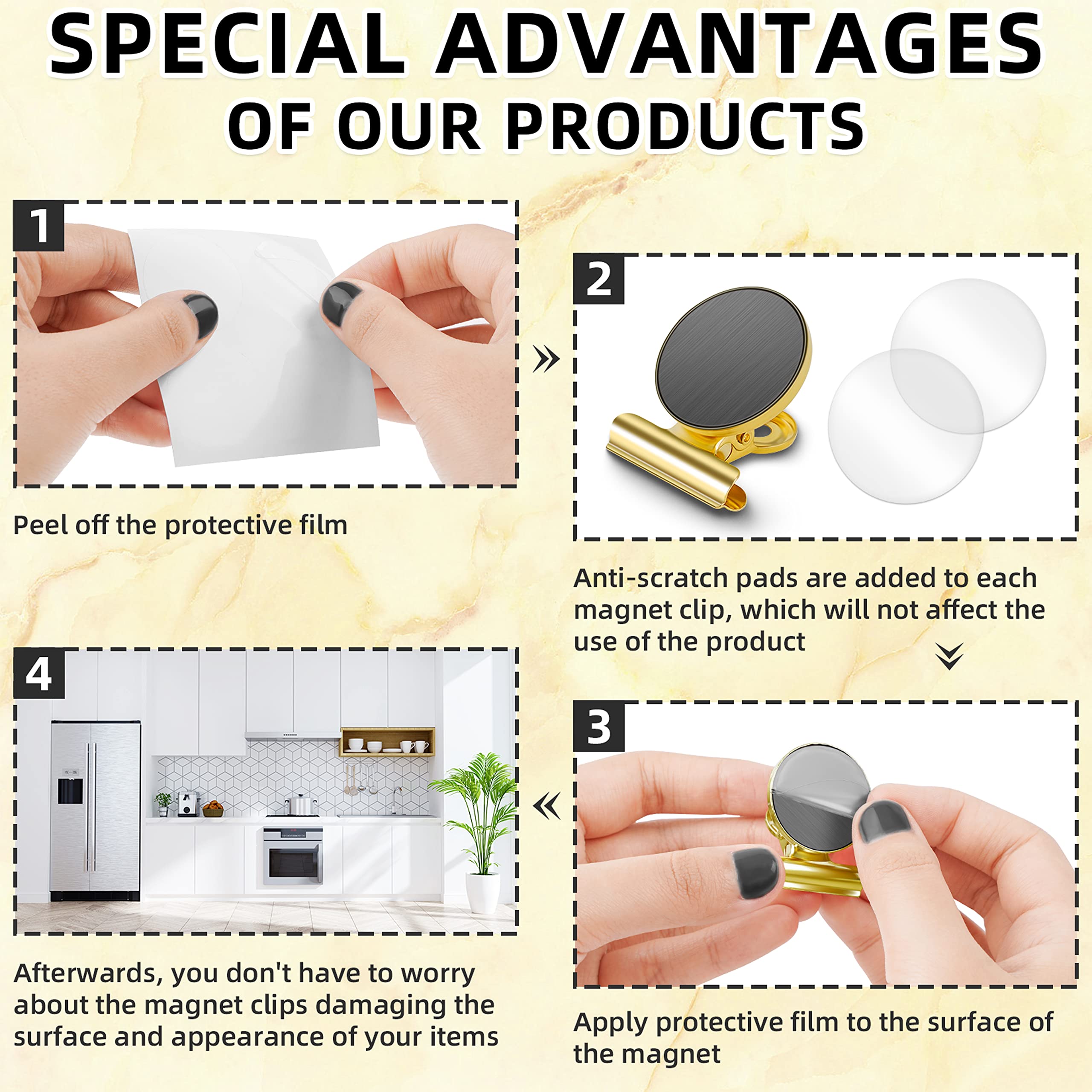 Grtard 12 Pack Heavy Duty Magnetic Clips - Strong Refrigerator & Whiteboard Magnets - Non-Scratch Metal Magnet Clips for Fridge, Office, Locker - Perfect for Organizing Notes, Photos & Documents