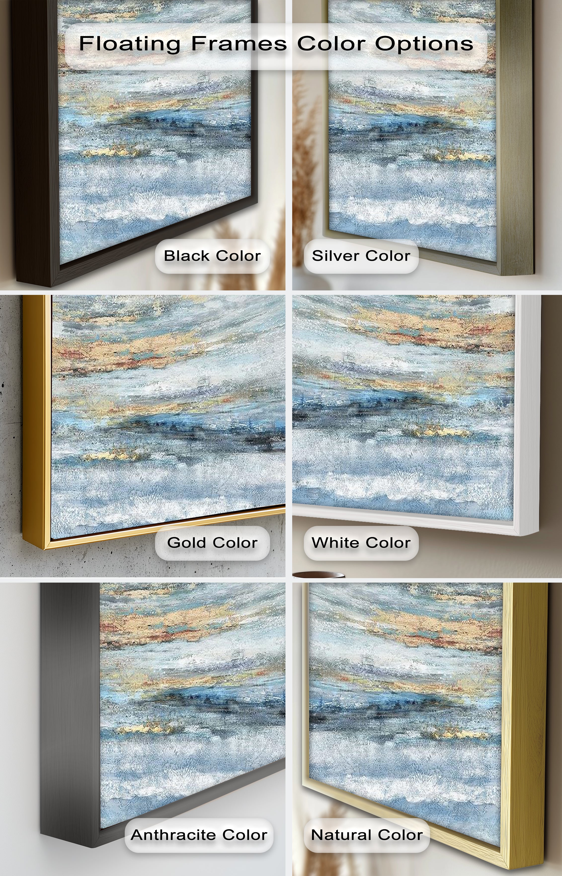 Abstract Blue Framed Wall Art - Modern Expressionist Oil Painting for Living Room, Bedroom & Office Decor