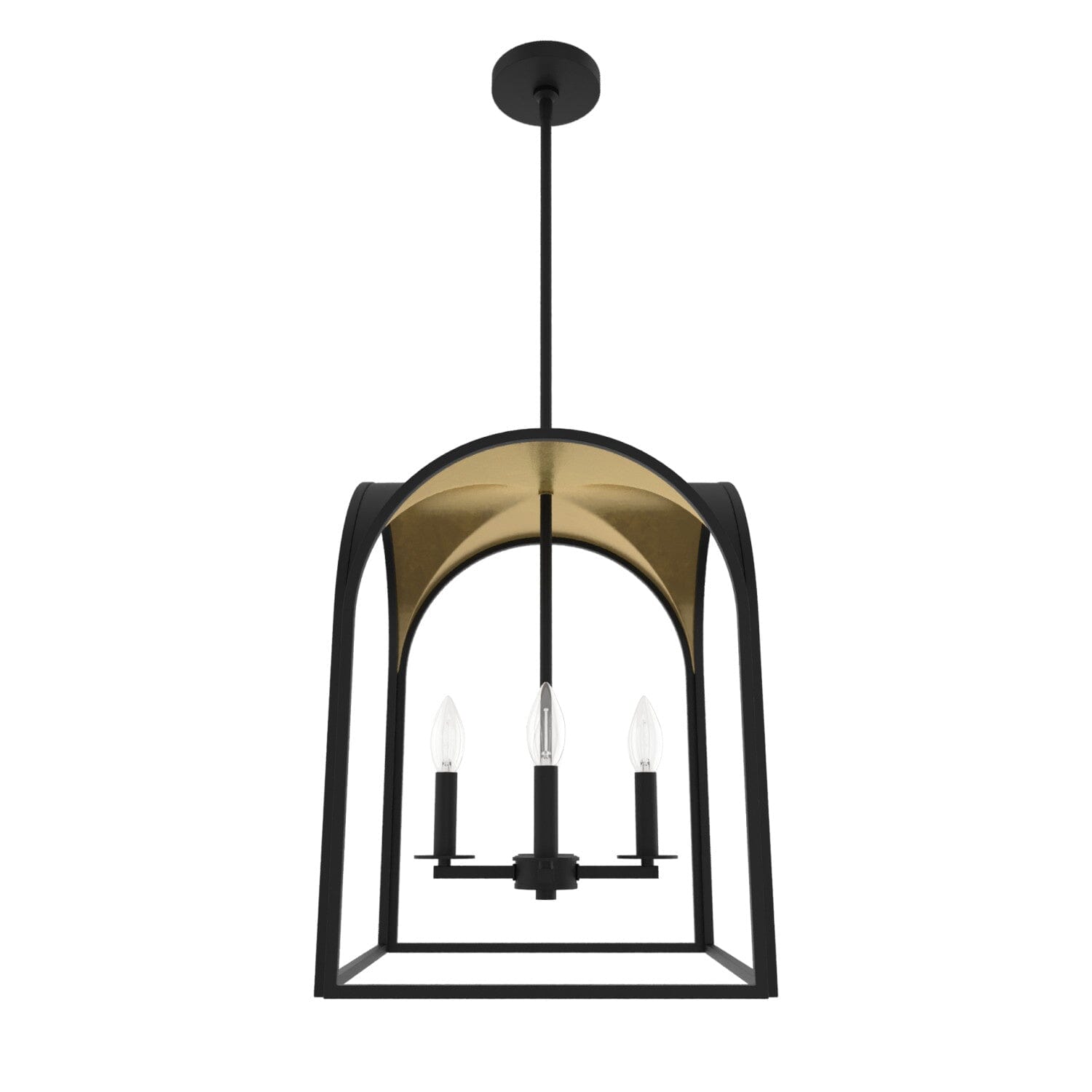 Dukestown 4-Light Black Lantern Pendant Light Fixture - 15 Inch Modern Farmhouse Chandelier for Kitchen Island, Dining Room & Entryway Lighting