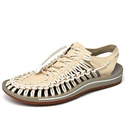 YMML Men's Breathable Wrap Toe Sandals - Soft Flat Summer Sandals for Outdoor, Beach & Casual Wear - Lightweight Woven Slip-On Shoes for Walking, Travel & Relaxation