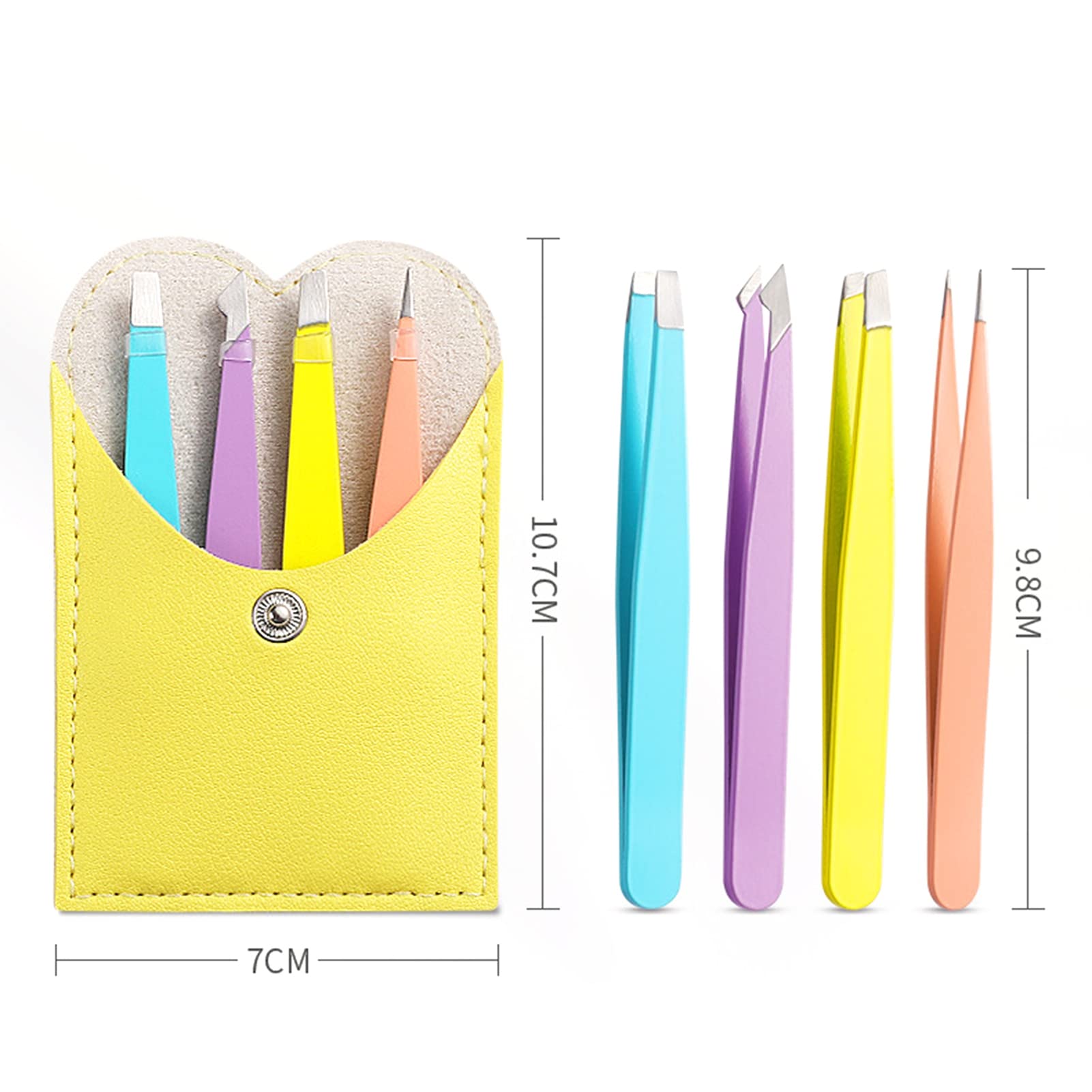 1 Set Stainless Steel Eyelash Tweezers - Anti-Rust, Slant Tip Design with Storage Bag - Precise Makeup Tool for False Lashes Application & Eyebrow Grooming - Perfect for Home, Salon, and Travel Use