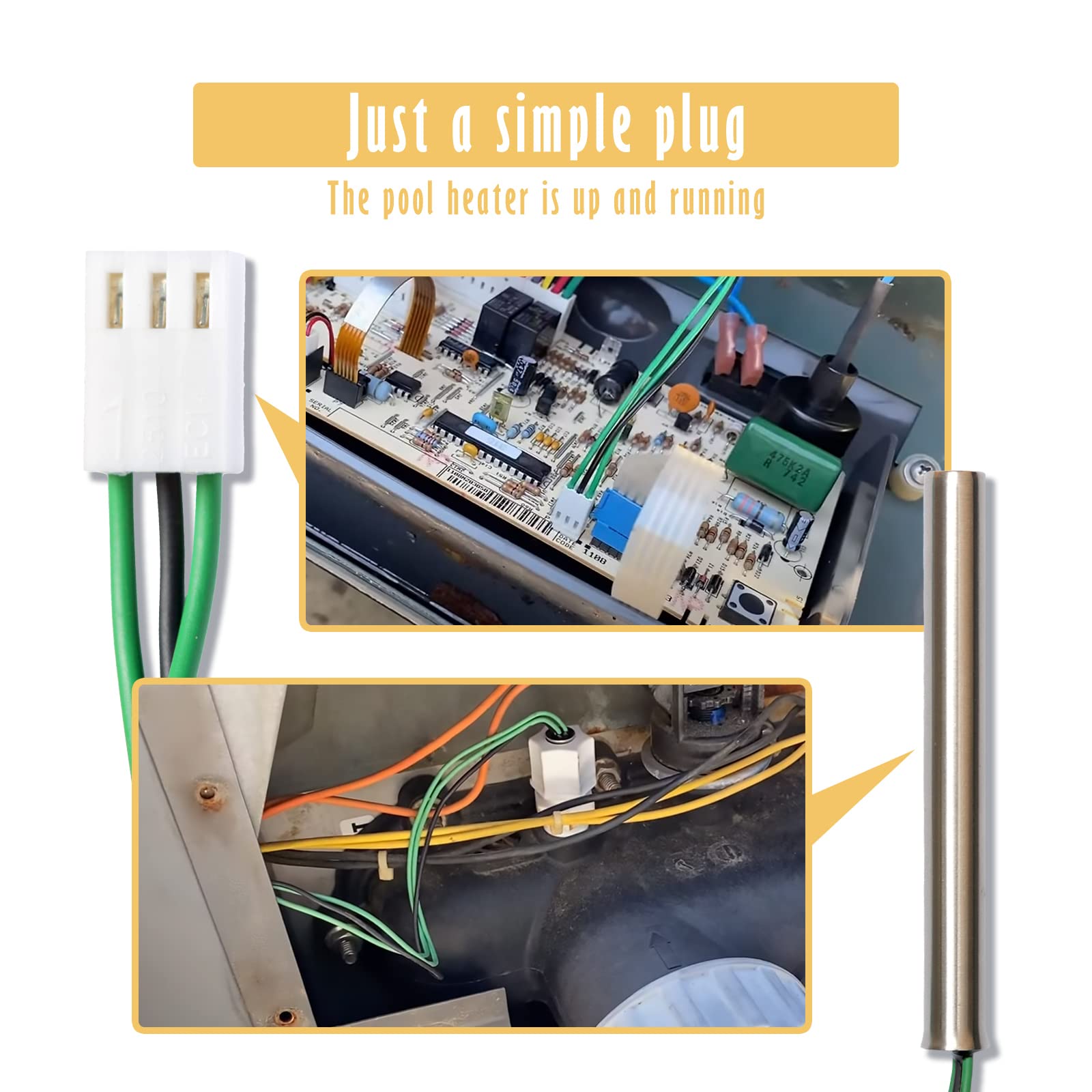 Raypak Pool Heater Temperature Sensor Replacement - Compatible with Spa & Hot Tub - 12 Month Warranty - Perfect for Pool Maintenance & Water Temperature Monitoring