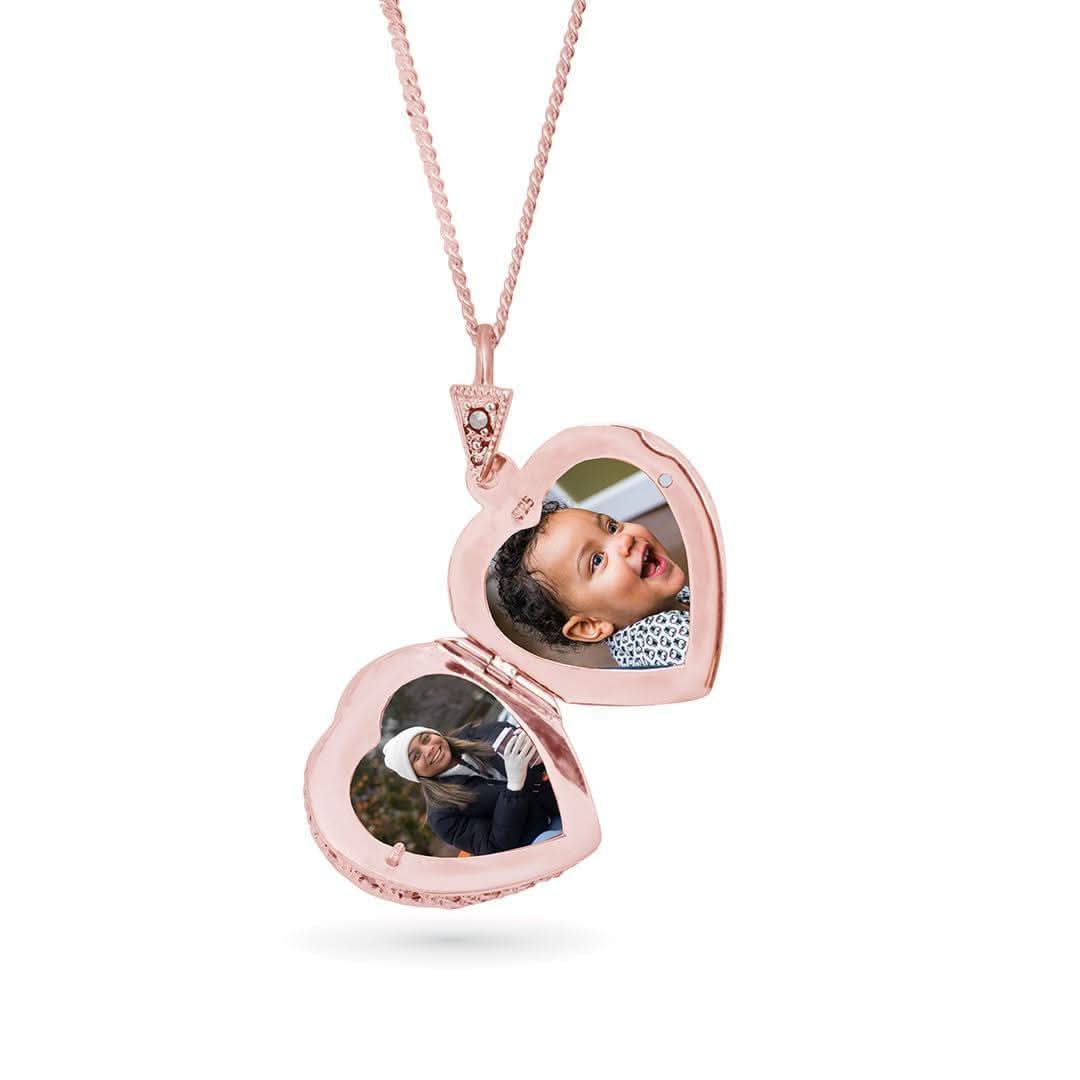 Vintage Amethyst Heart Locket Necklace in Rose Gold - Holds 2 Photos - Perfect for Valentine's Day Gifts & Anniversary Jewelry
