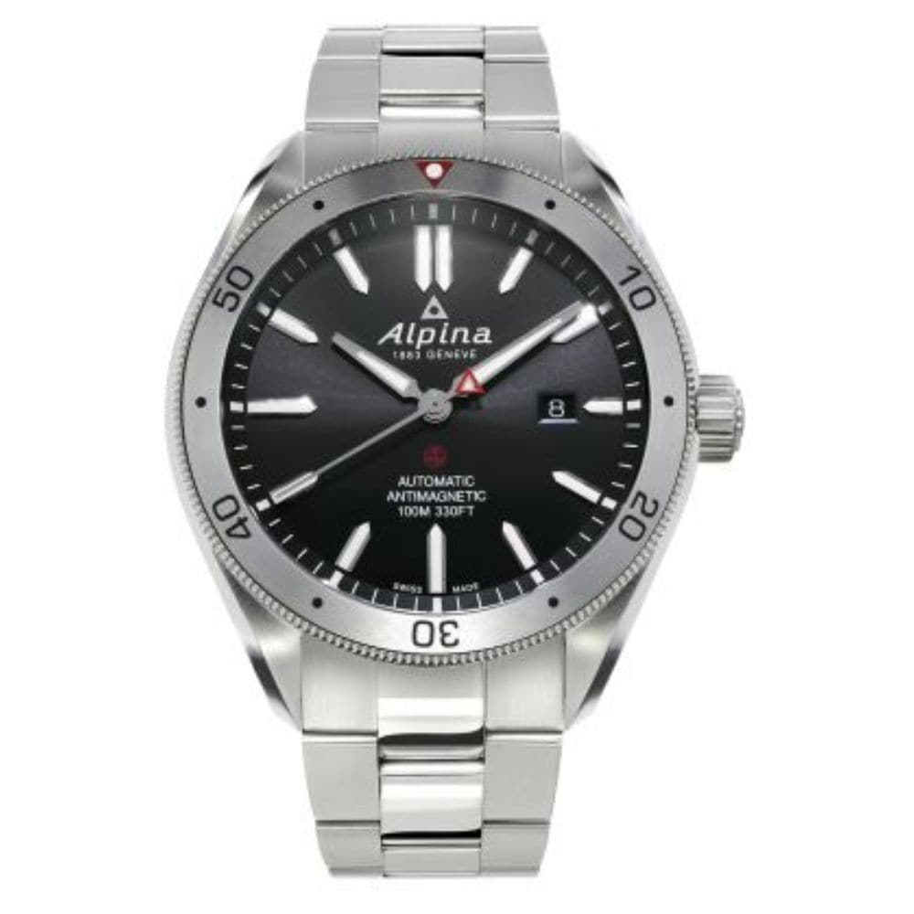 ALPINA ALPINER 4 Automatic Men's Watch AL 525BS5AQ6B - Swiss Made Diver Watch with Date Function, Stainless Steel Case & Bracelet - Perfect for Diving, Business & Everyday Wear