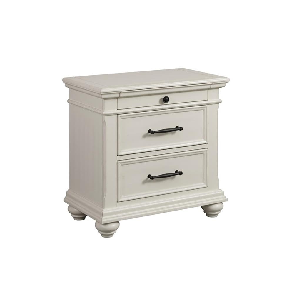 Picket House Furnishings Brooks 3-Drawer Nightstand with USB Charging Ports - Modern Bedside Table for Bedroom, Living Room & Guest Room