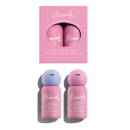 Mermade Mini Shampoo & Conditioner Set for Travel - Sulfate Free Hair Care Kit with Argan Oil, Perfect for Gym, Vacation & On-the-Go Styling