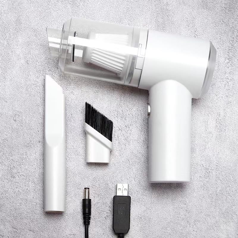 2 in 1 Wireless Mini Vacuum Cleaner - 120W High Power Rechargeable Handheld & Keyboard Vacuum with Brushless Motor | Perfect for Car Interior Cleaning, Home Office & Computer Maintenance (White)