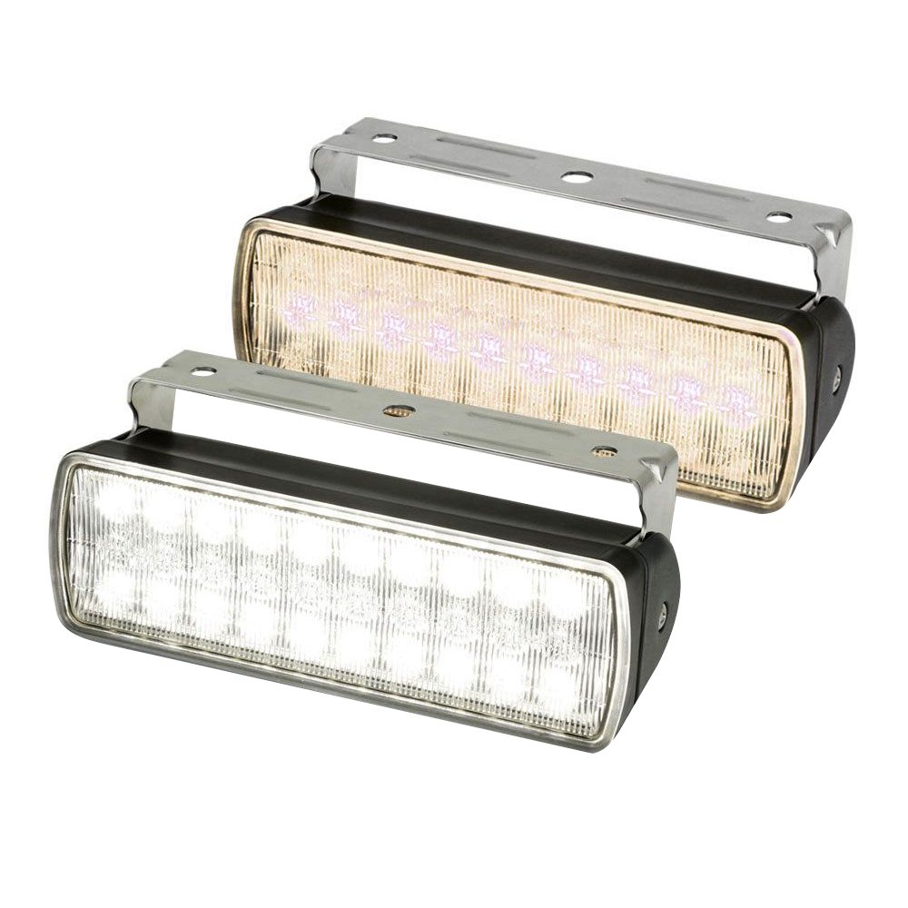 HELLA Marine Sea Hawk XL Dual Color LED Floodlights - Warm White & Cool White LED Boat Lights - Black Housing for Marine, Boating, and Outdoor Lighting