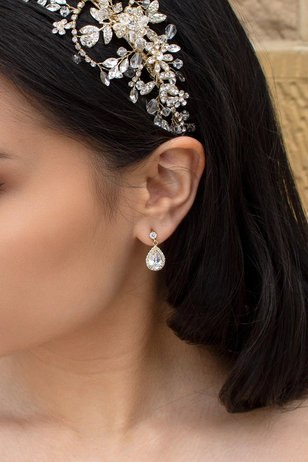 Estelle Dainty Crystal Bridal Drop Earrings - Elegant Wedding Jewelry for Brides, Bridesmaids & Formal Events | Handmade Sterling Silver Earrings with Swarovski Crystals | Perfect for Weddings, Prom & Evening Occasions
