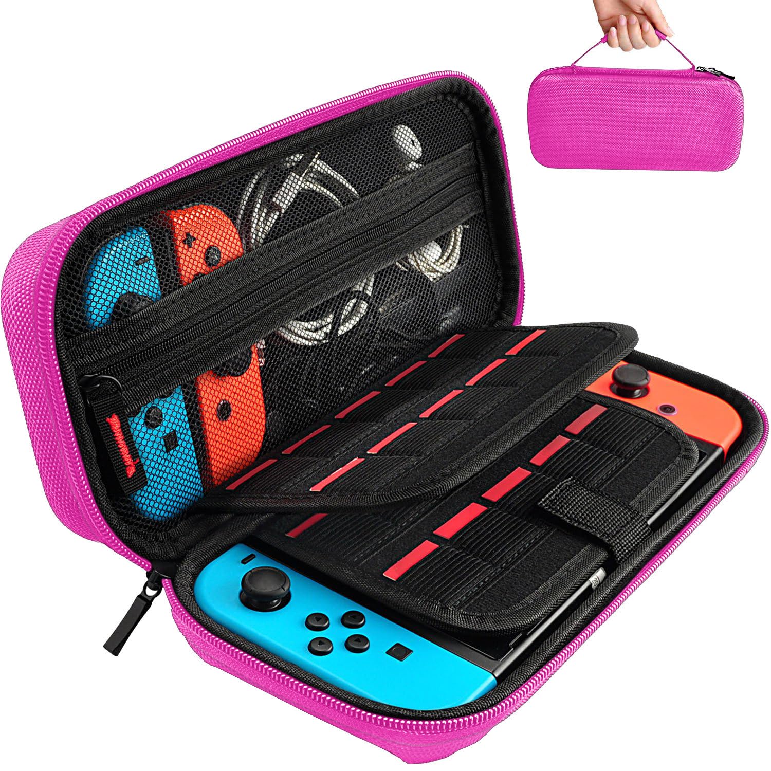 Premium Switch Carrying Case for Nintendo Switch & OLED - Hard Shell Travel Case with 20 Game Cartridge Slots - Protective Pouch for Console, Controllers & Accessories - Perfect for Travel, Commuting & Gaming On-The-Go