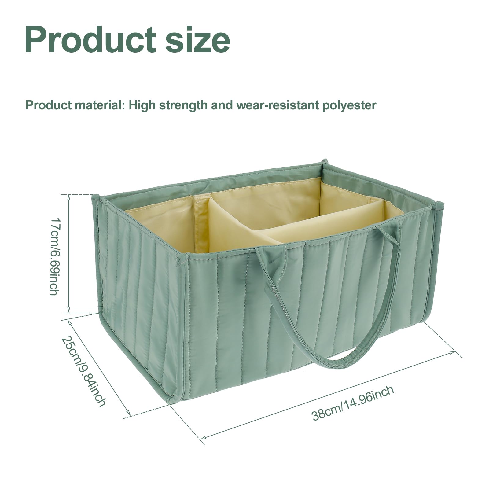 Abizarch Baby Diaper Caddy Organizer - Soft Polyester Storage Basket with Handle for Diapers, Wipes & Baby Essentials | Portable & Hangable for Nursery, Car Travel & Home Use
