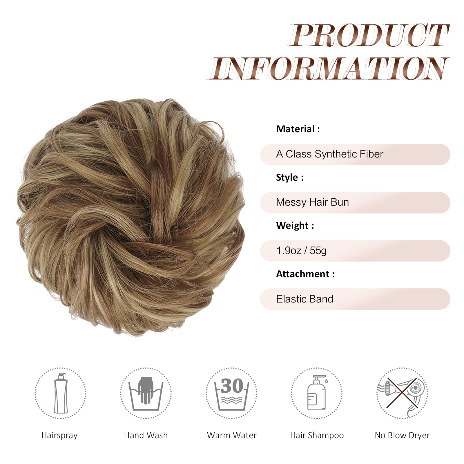 Large Curly Hair Bun Scrunchie Extension - Perfect for Ponytails, Updos & Everyday Hairstyles