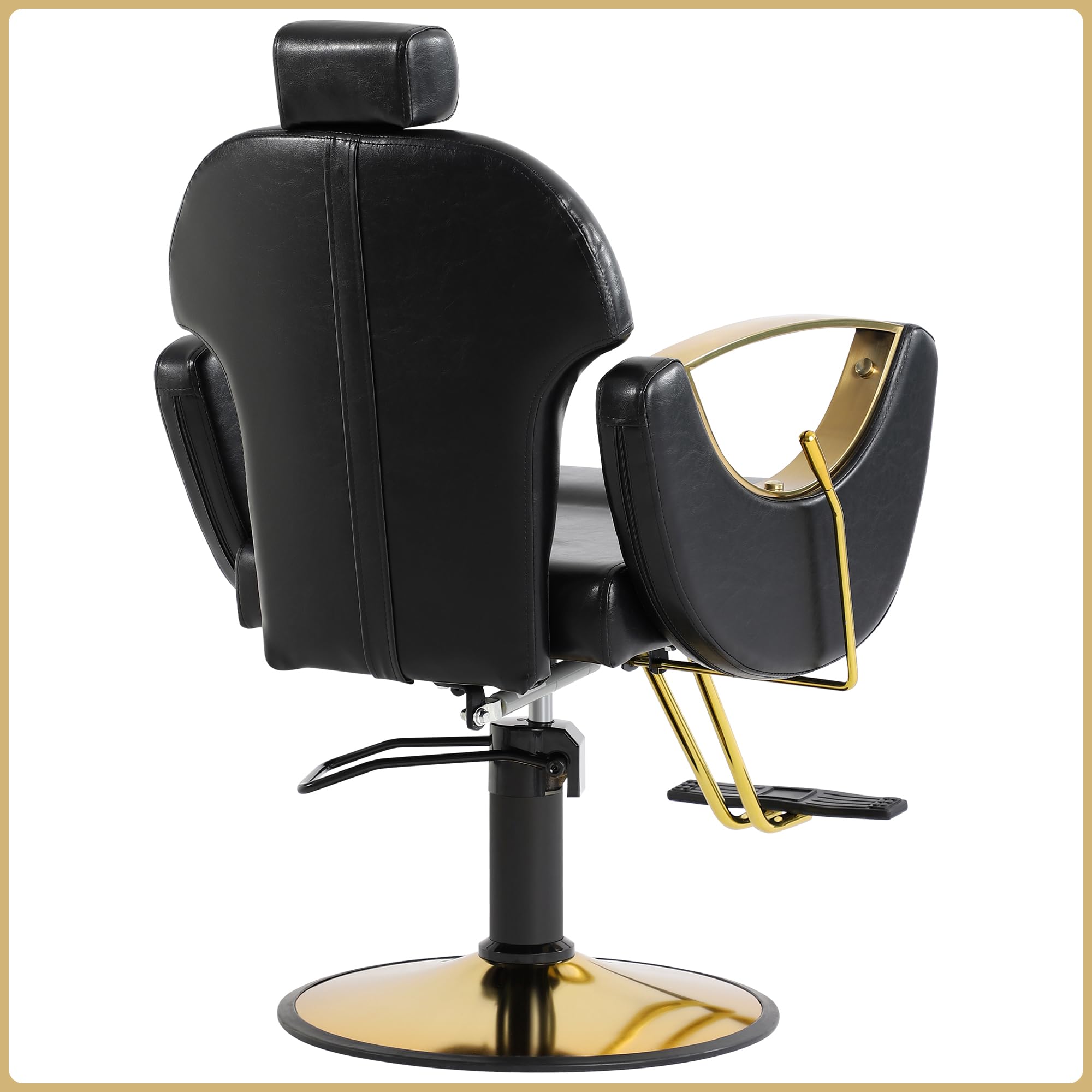 Professional Hydraulic Barber Chair - 360° Swivel Reclining Salon Chair with Adjustable Height for Hair Styling, Shampoo & Spa Treatments (Black) - Perfect for Barbershops, Salons & Home Styling Stations