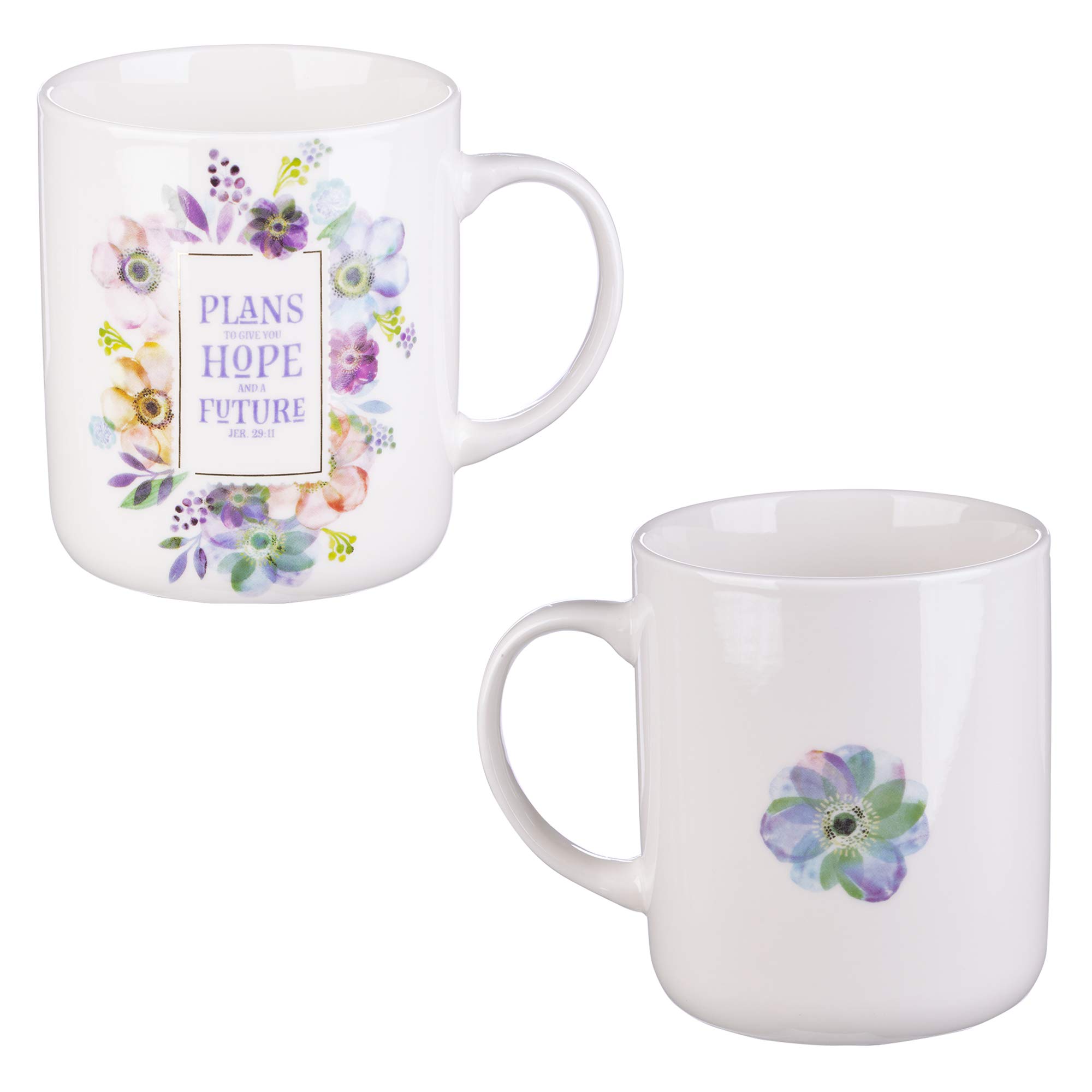 Inspirational Christian Ceramic Coffee & Tea Mug Set for Women - Watercolor Flowers & Bible Verse Design | Boxed Set of 4 | Perfect for Bible Study, Prayer Time & Christian Gift Giving